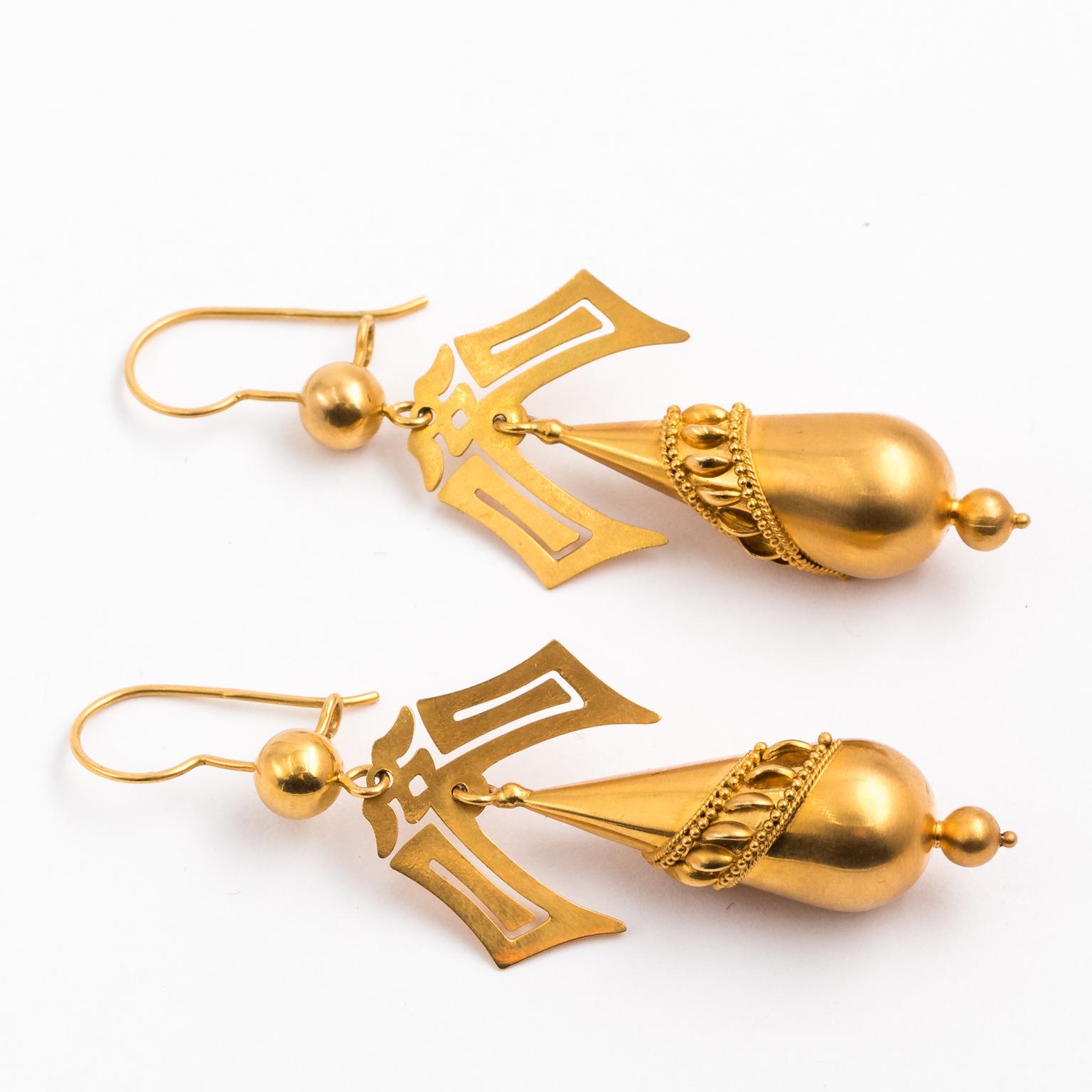 Gold Victorian Earrings For Sale 2