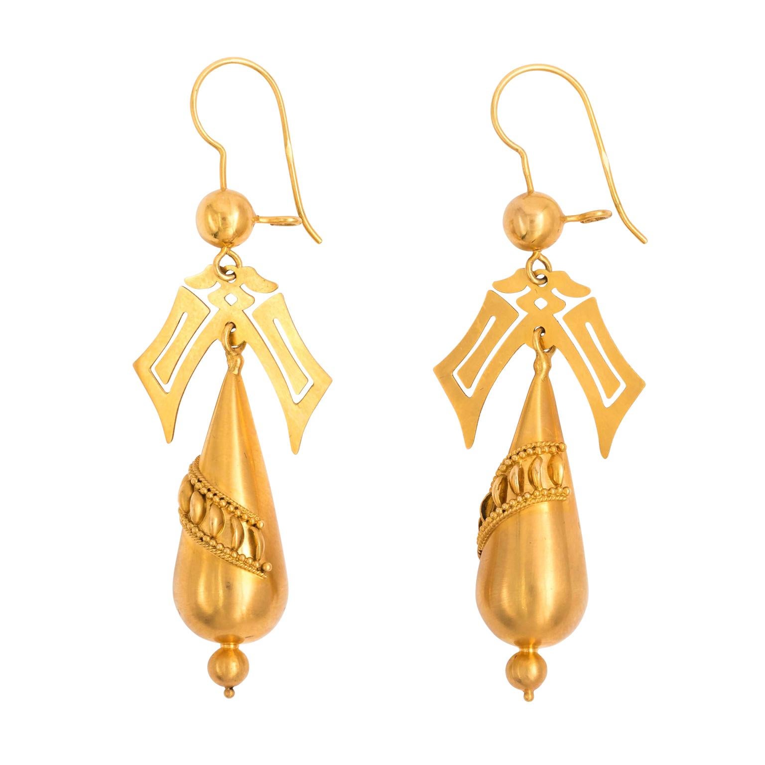 Gold Victorian Earrings For Sale