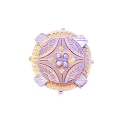 Gold Victorian Hidden Picture Locket Pin Pearl