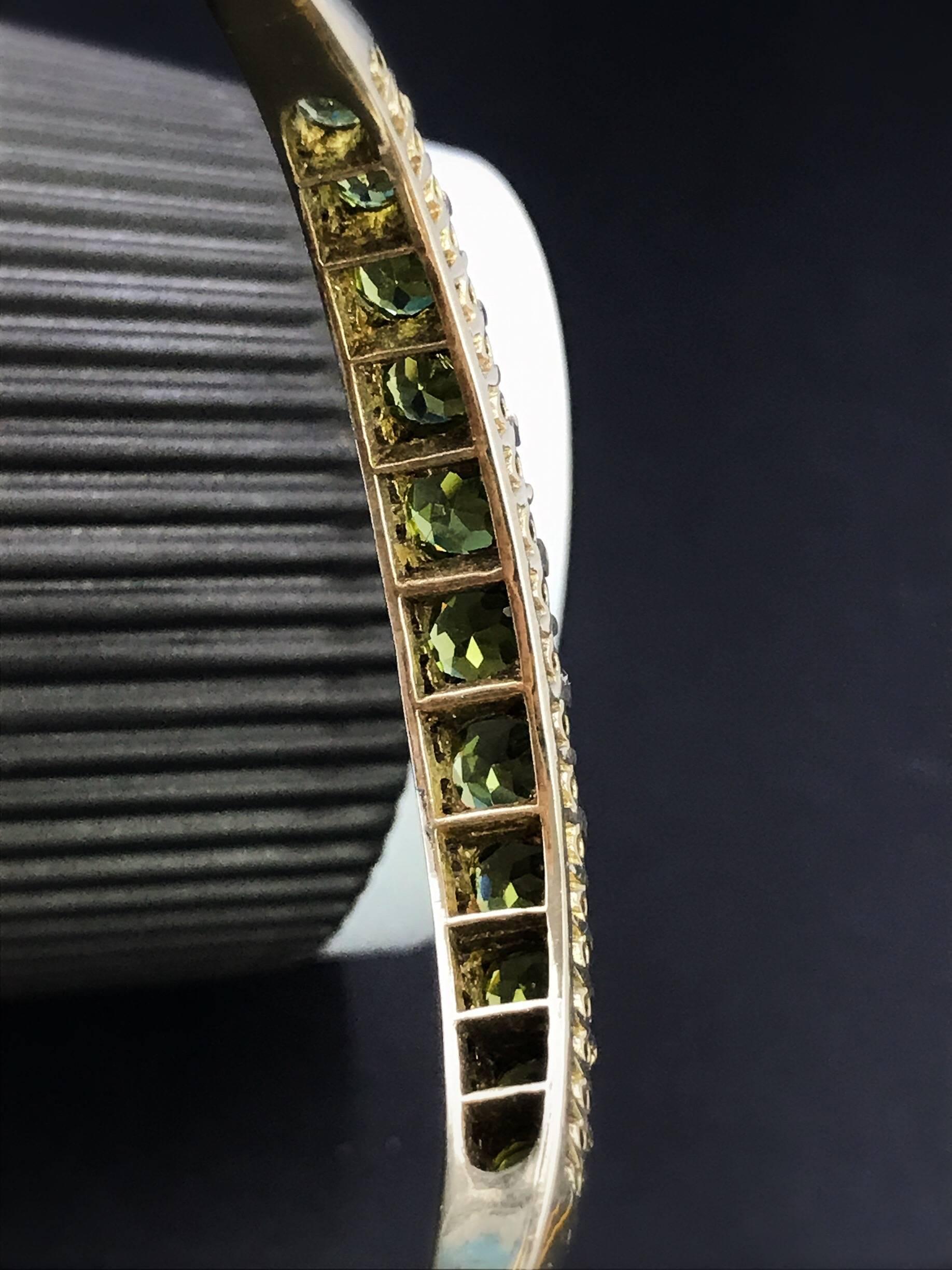 Gold Victorian Peridot and Diamond Bangle Bracelet 1