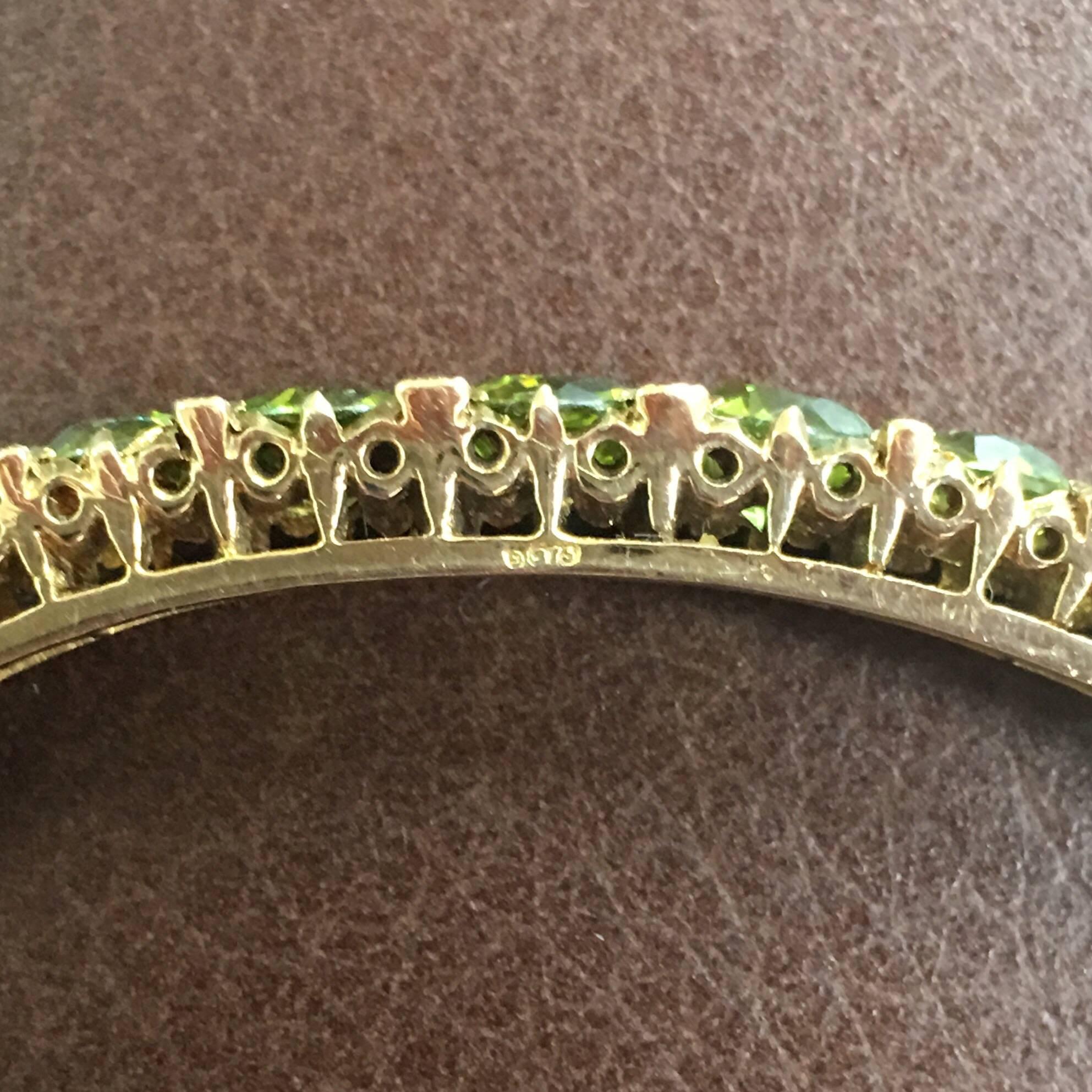 Gold Victorian Peridot and Diamond Bangle Bracelet 4