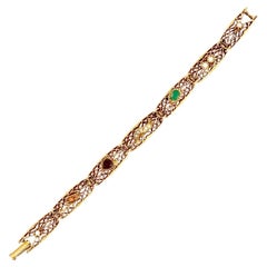 Bracelet néo- victorien avec perles naturelles et cabochons par Goldette