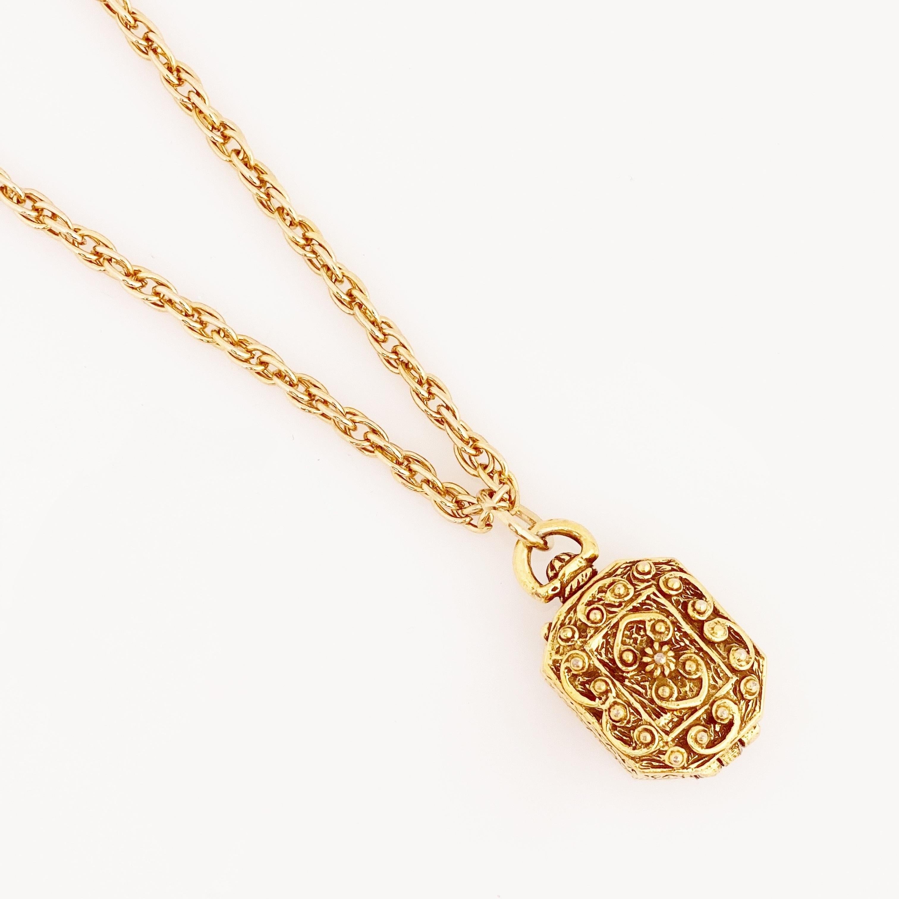 Women's Gold Victorian Revival Locket Necklace By Goldette, 1960s