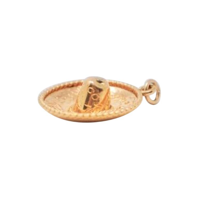 Gold Vintage 18 Karat Mexican Sombrero Charm For Sale