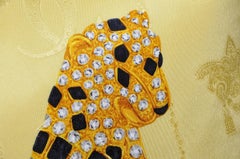 Gold Vintage Cartier Panther Diamond Jewelry Silk Scarf Cushion Pillow