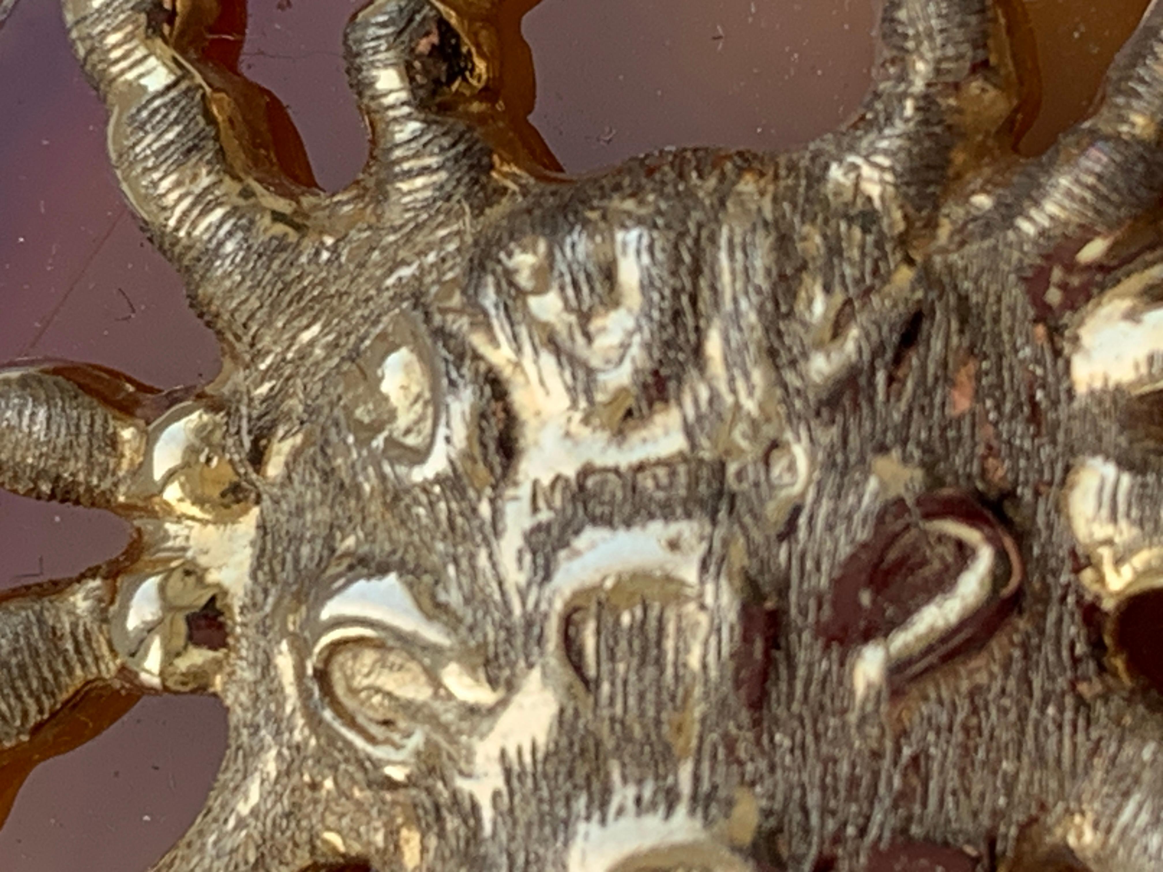 Granchio vintage d'oro su pietra d'agata in vendita 1