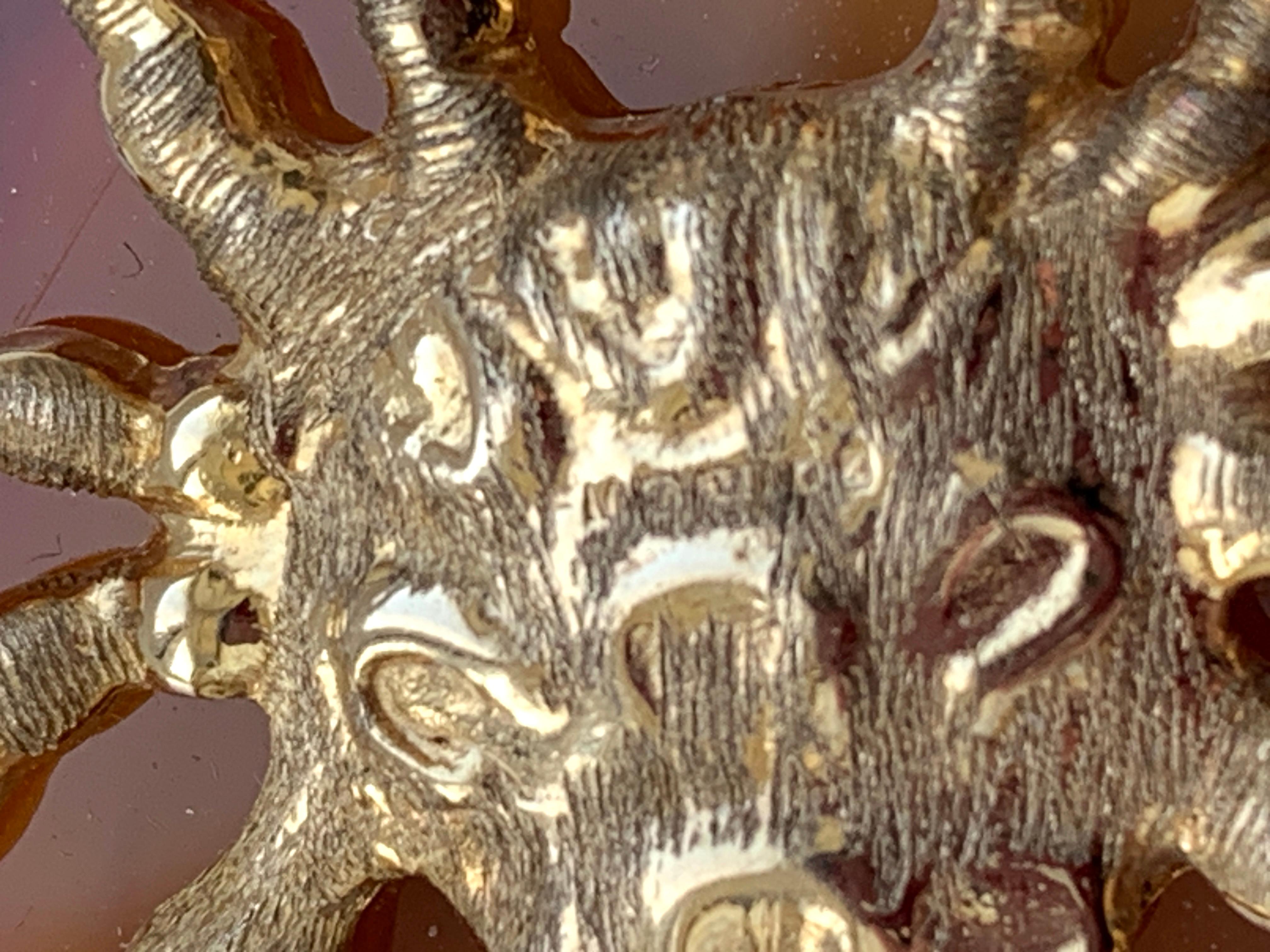 Granchio vintage d'oro su pietra d'agata in vendita 2