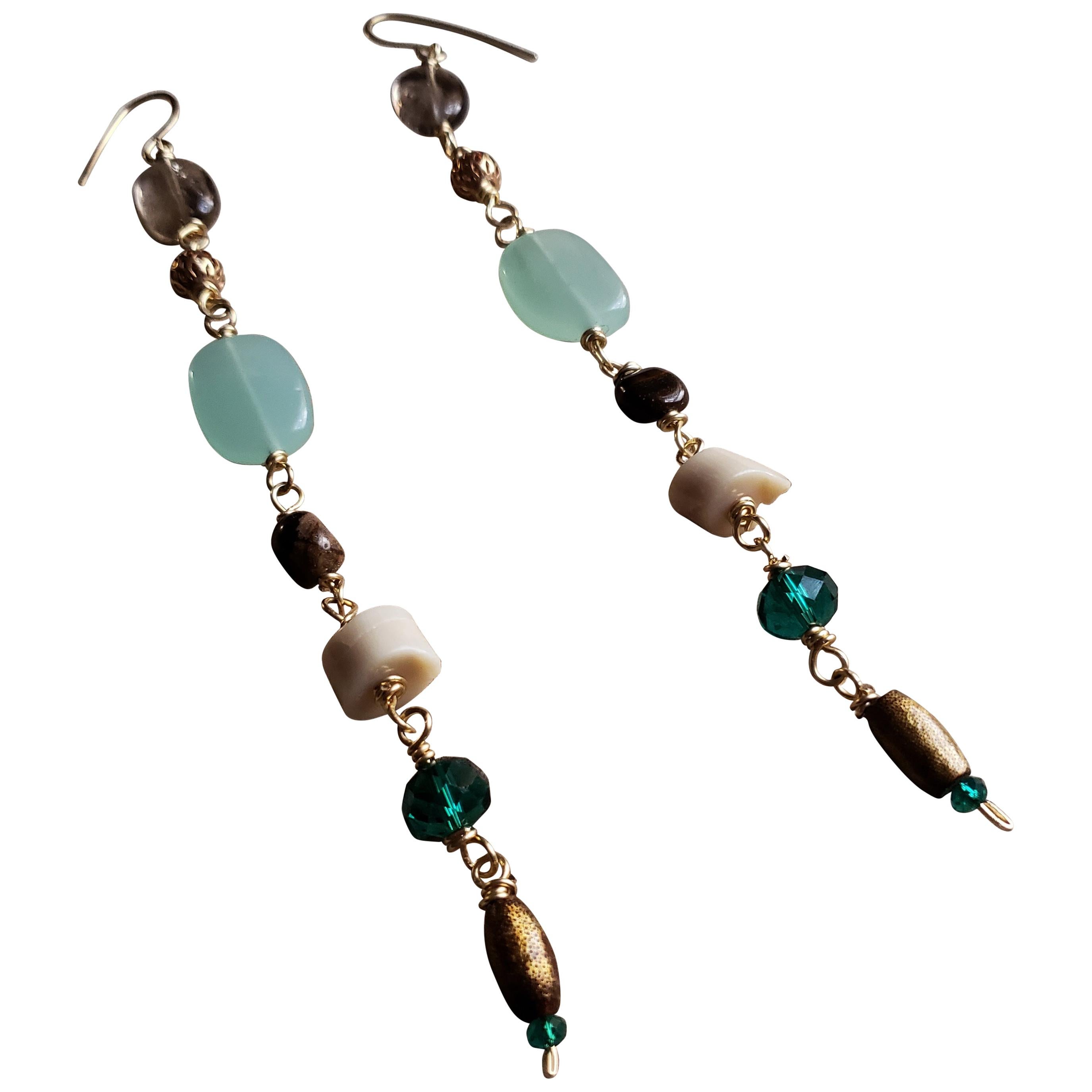 Chalcedony With Coral Gemstone Earring 
