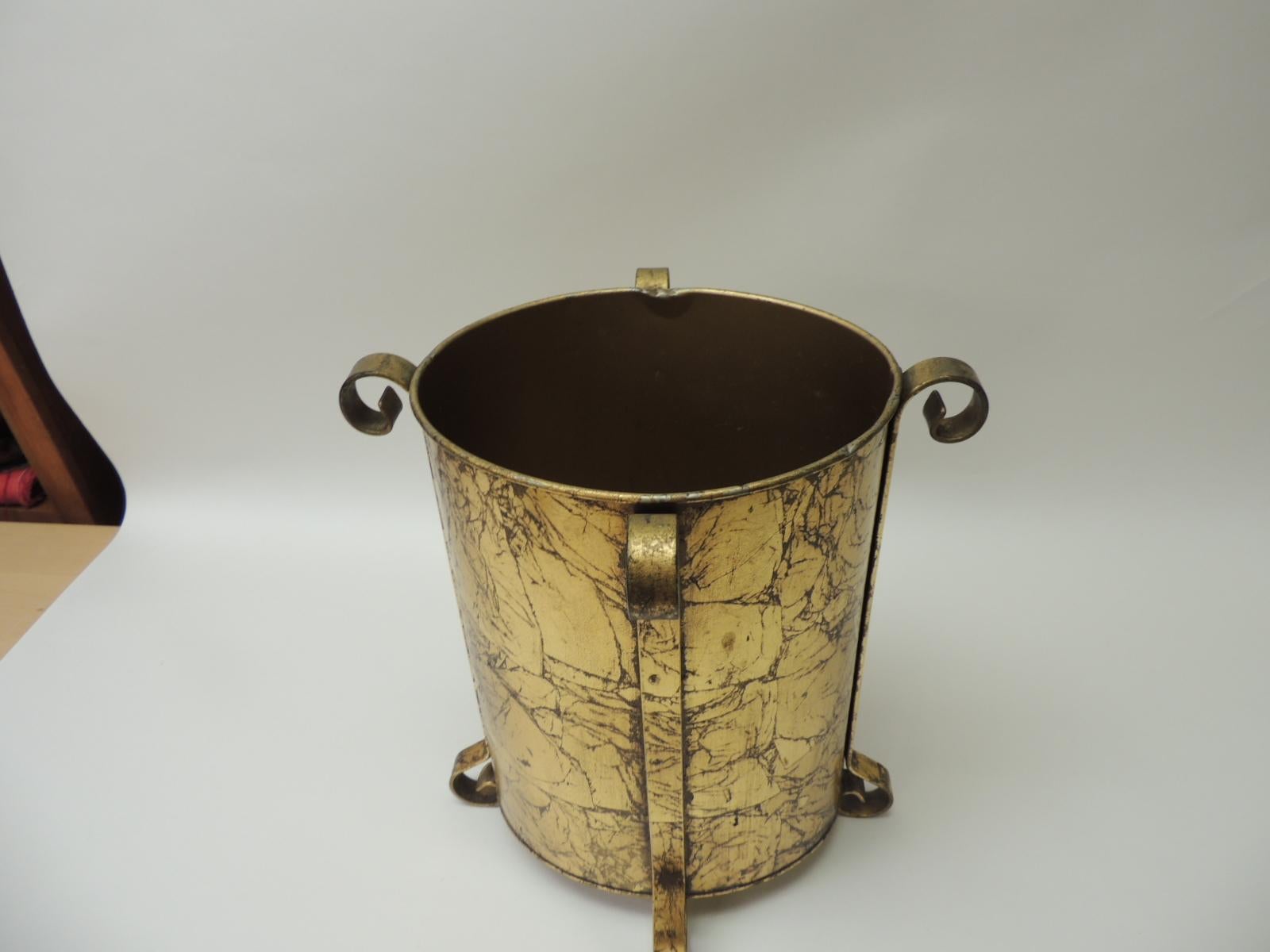 Art Deco Gold Vintage Oval Waste Basket