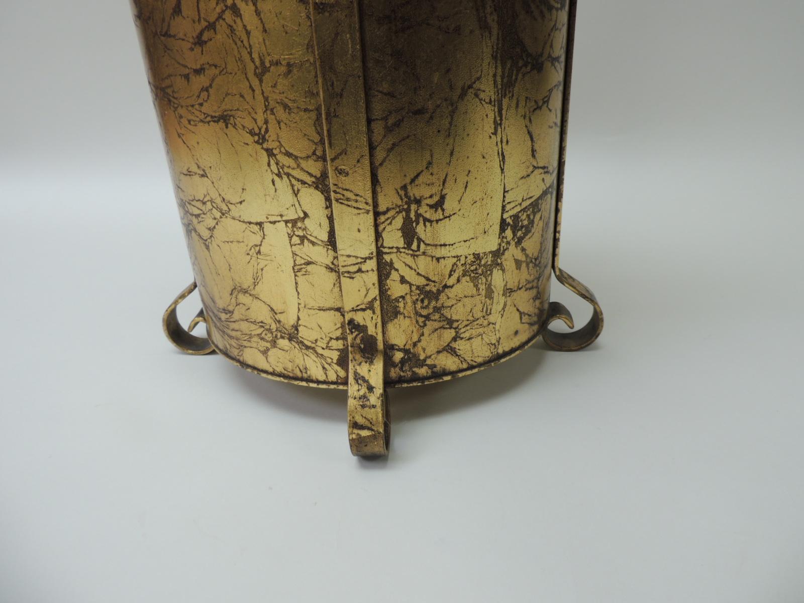 Hand-Crafted Gold Vintage Oval Waste Basket