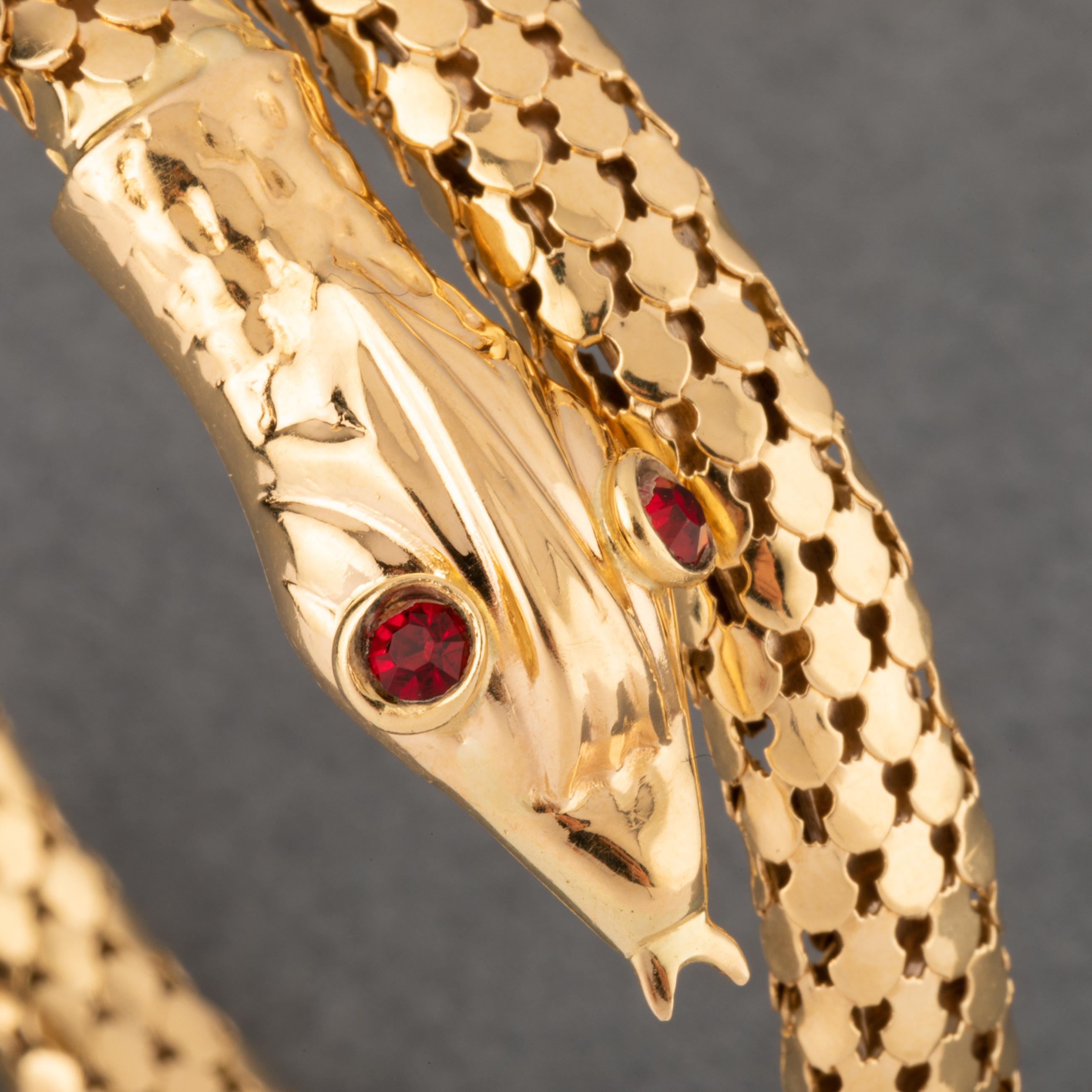 Vintage Schlangenarmband aus Gold im Zustand „Relativ gut“ im Angebot in Saint-Ouen, FR