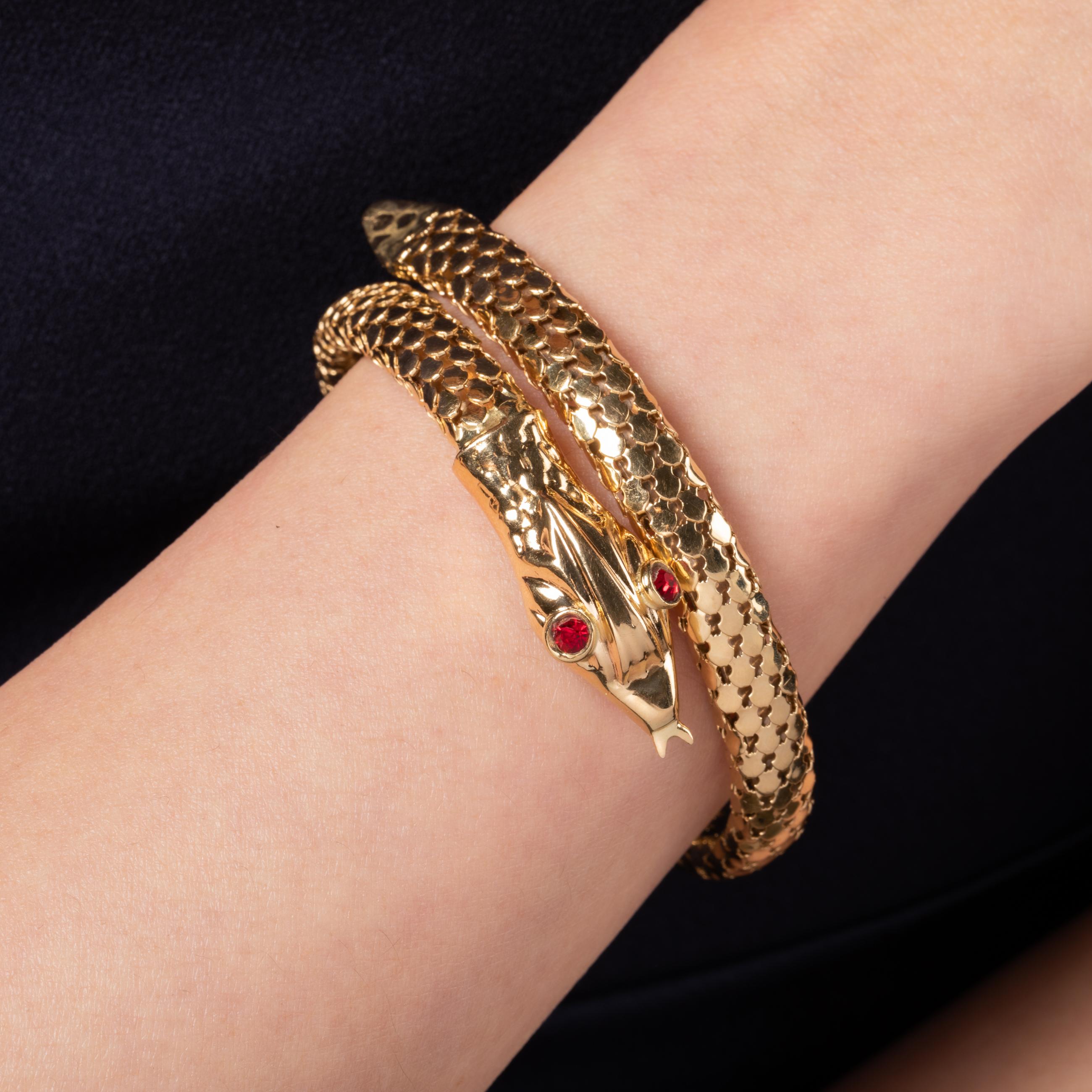 Vintage Schlangenarmband aus Gold im Angebot 3