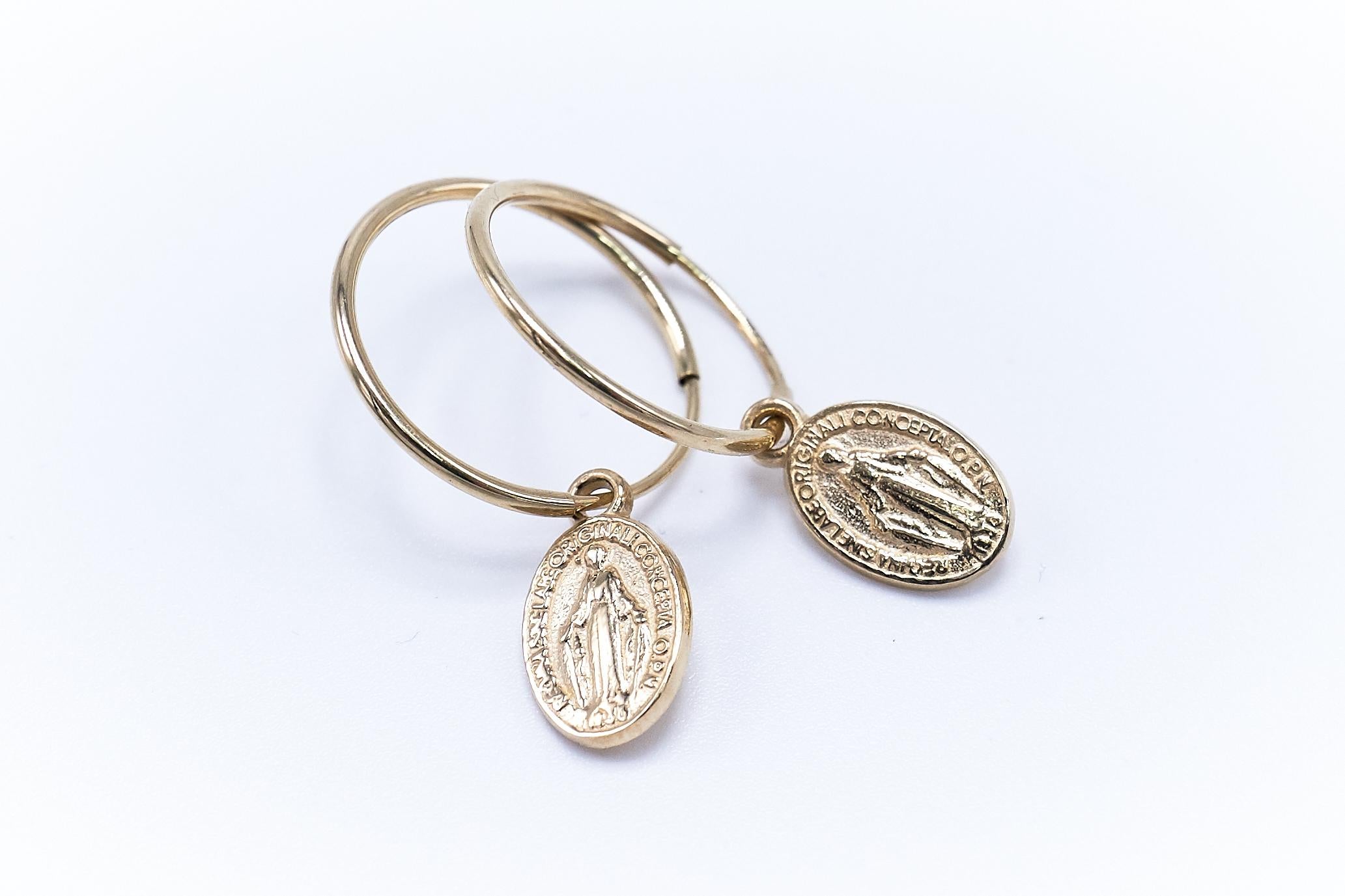 Women's Gold Virgin Mary Hoop Earrings J Dauphin For Sale