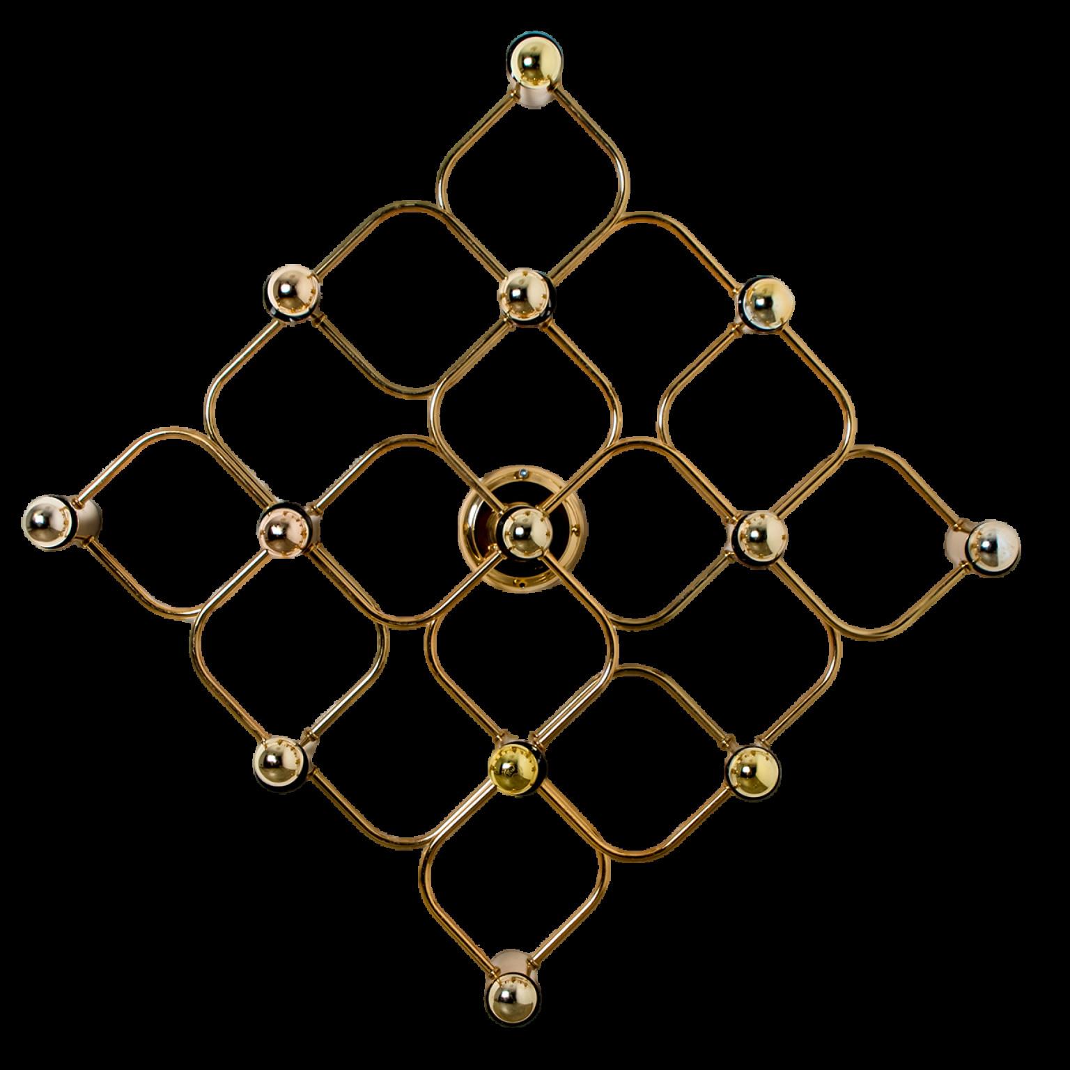 A gorgeous Sciolari-style ceiling or wall light. Made of a weave of golden rods, Germany, 1970s.

Dimensions:
Height: 25.98