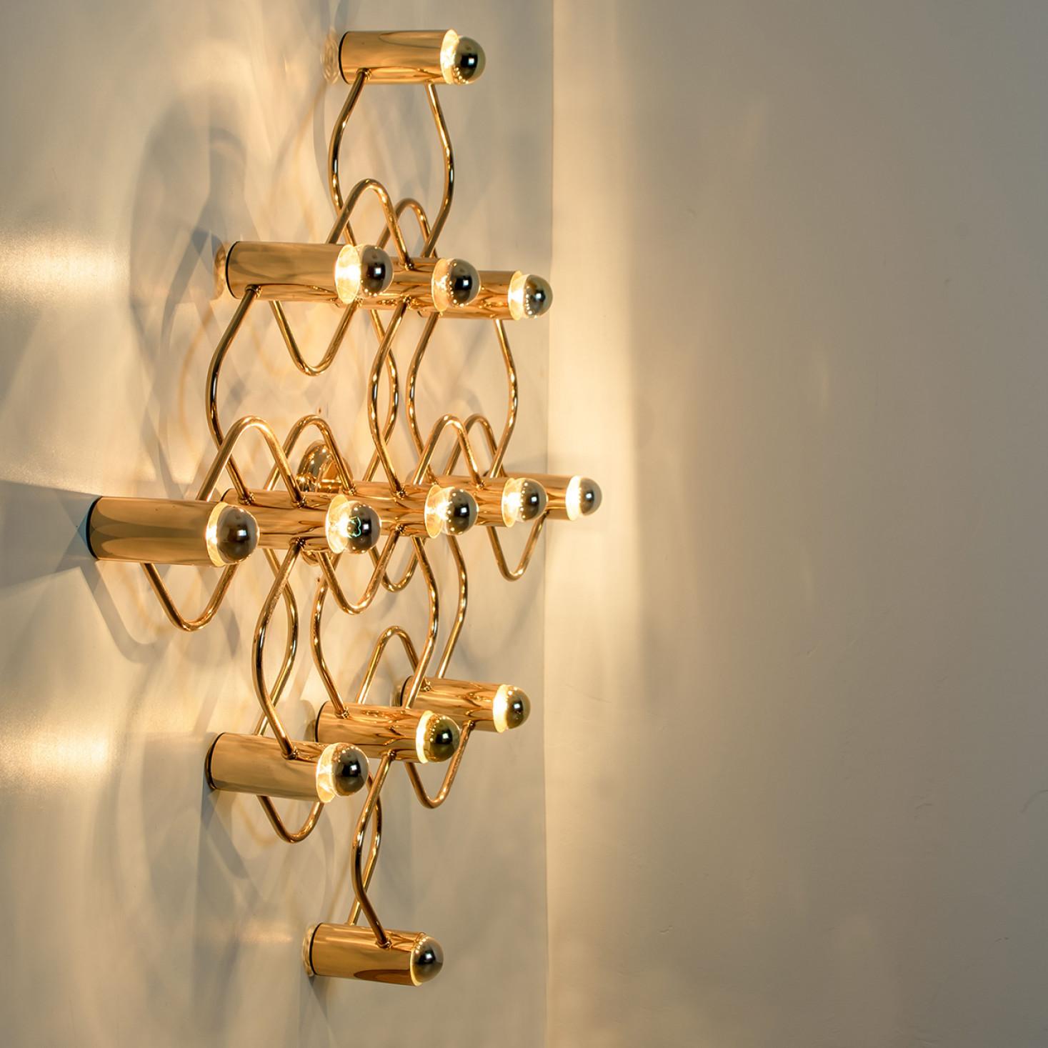 Gold Wall Light/Flush Mount by Sciolari, 1970s For Sale 1