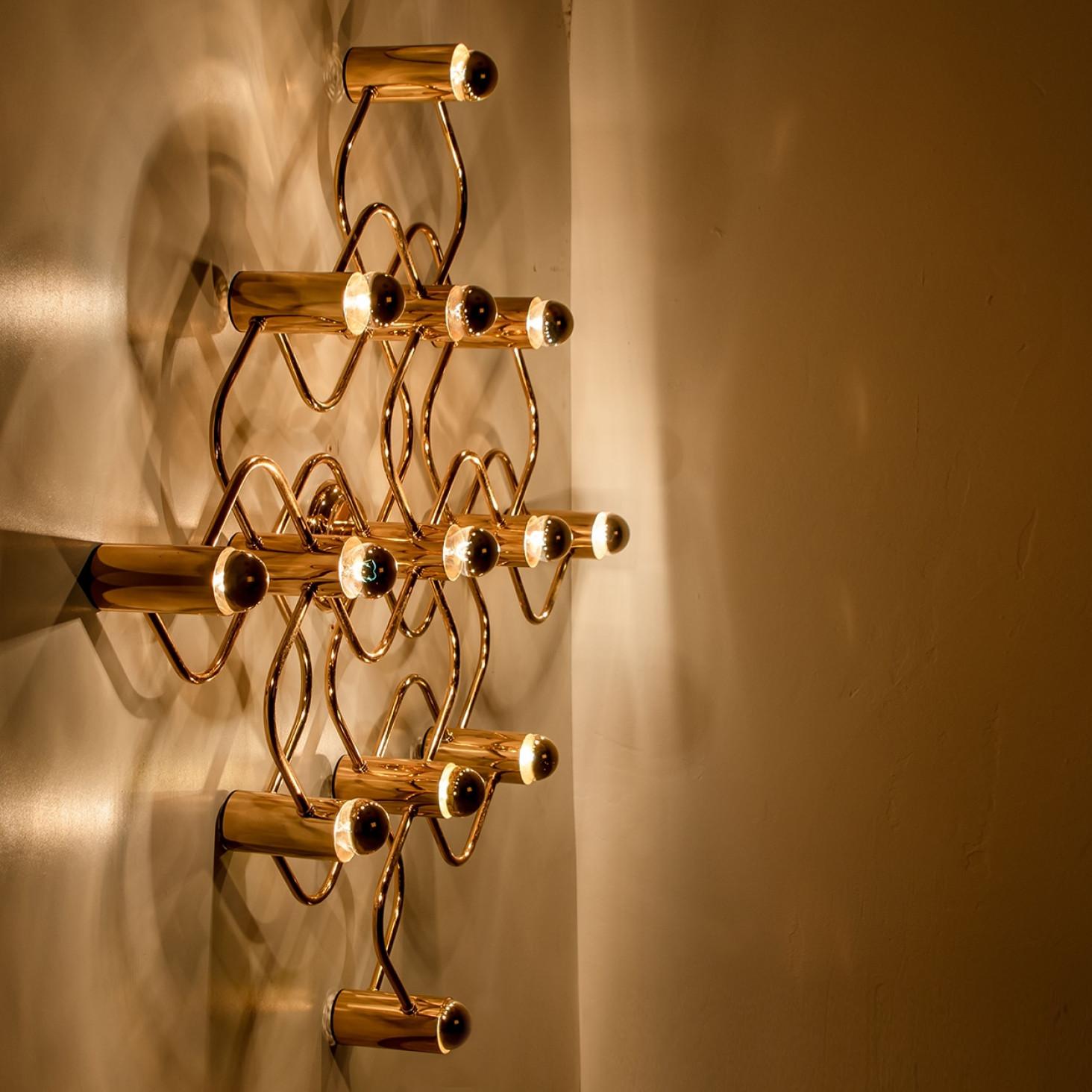 Gold Wall Light/Flush Mount by Sciolari, 1970s en vente 1