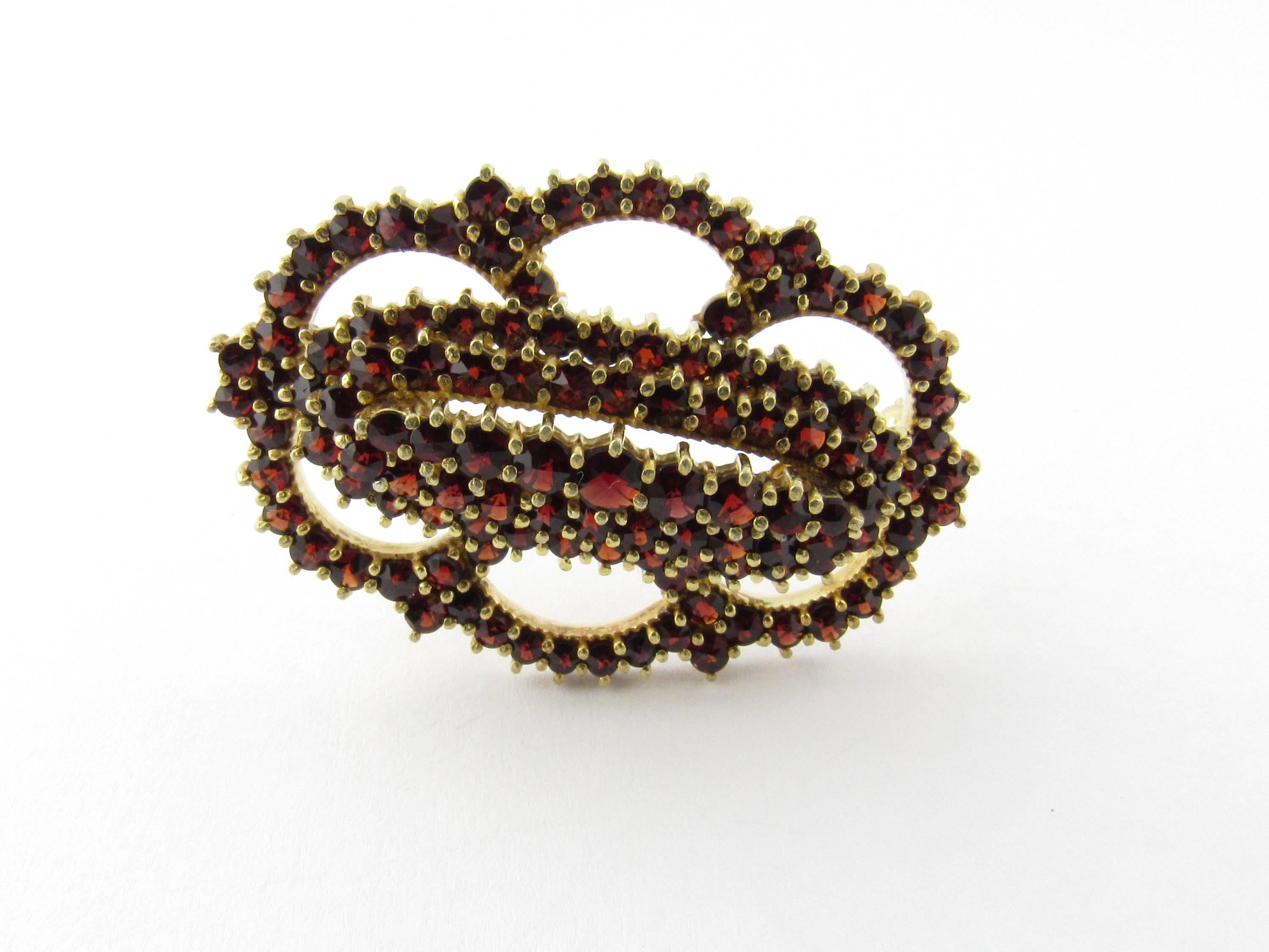 Gold Wash 900 Silver Garnet Brooch 1