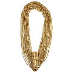 Collar de Eslabones de Oro Lavado sobre Plata de Ley con Cierre Egipcio