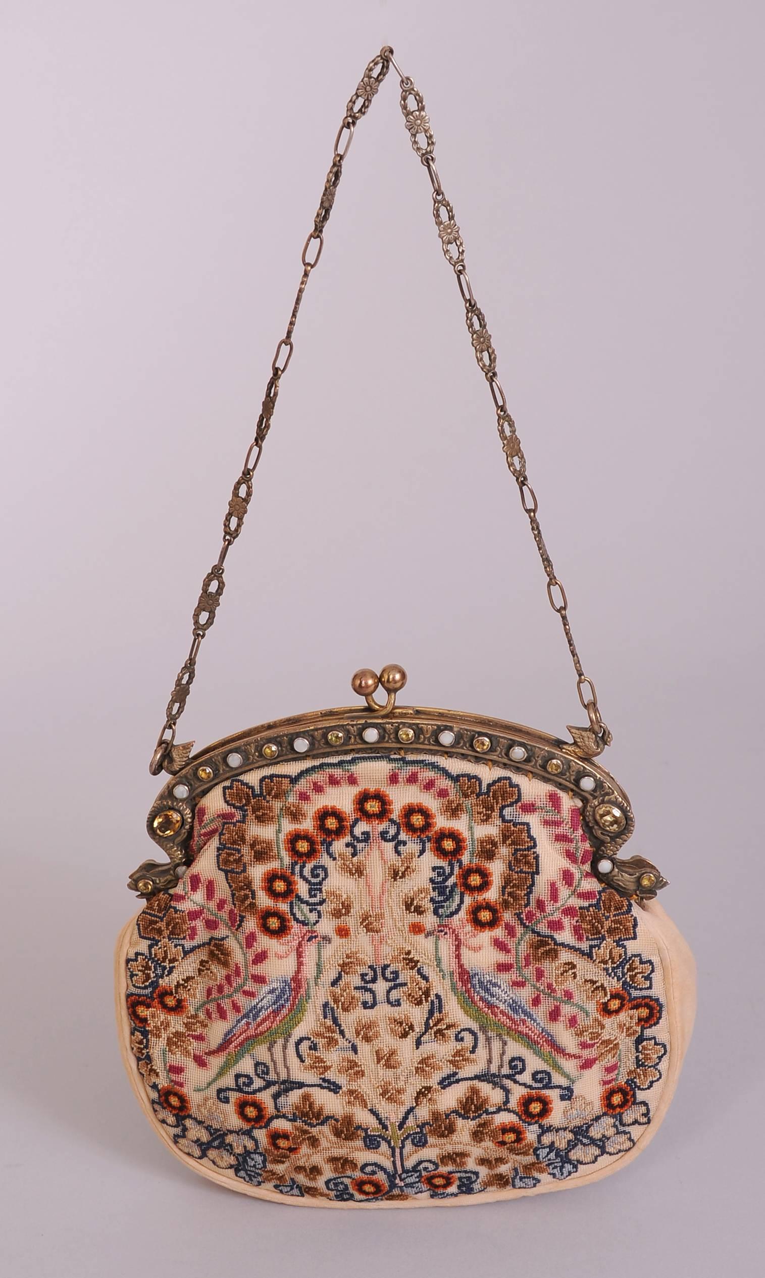 Borsa da sera con cornice in oro Sterling Citrini, perle e aghi italiani In condizioni ottime a New Hope, PA