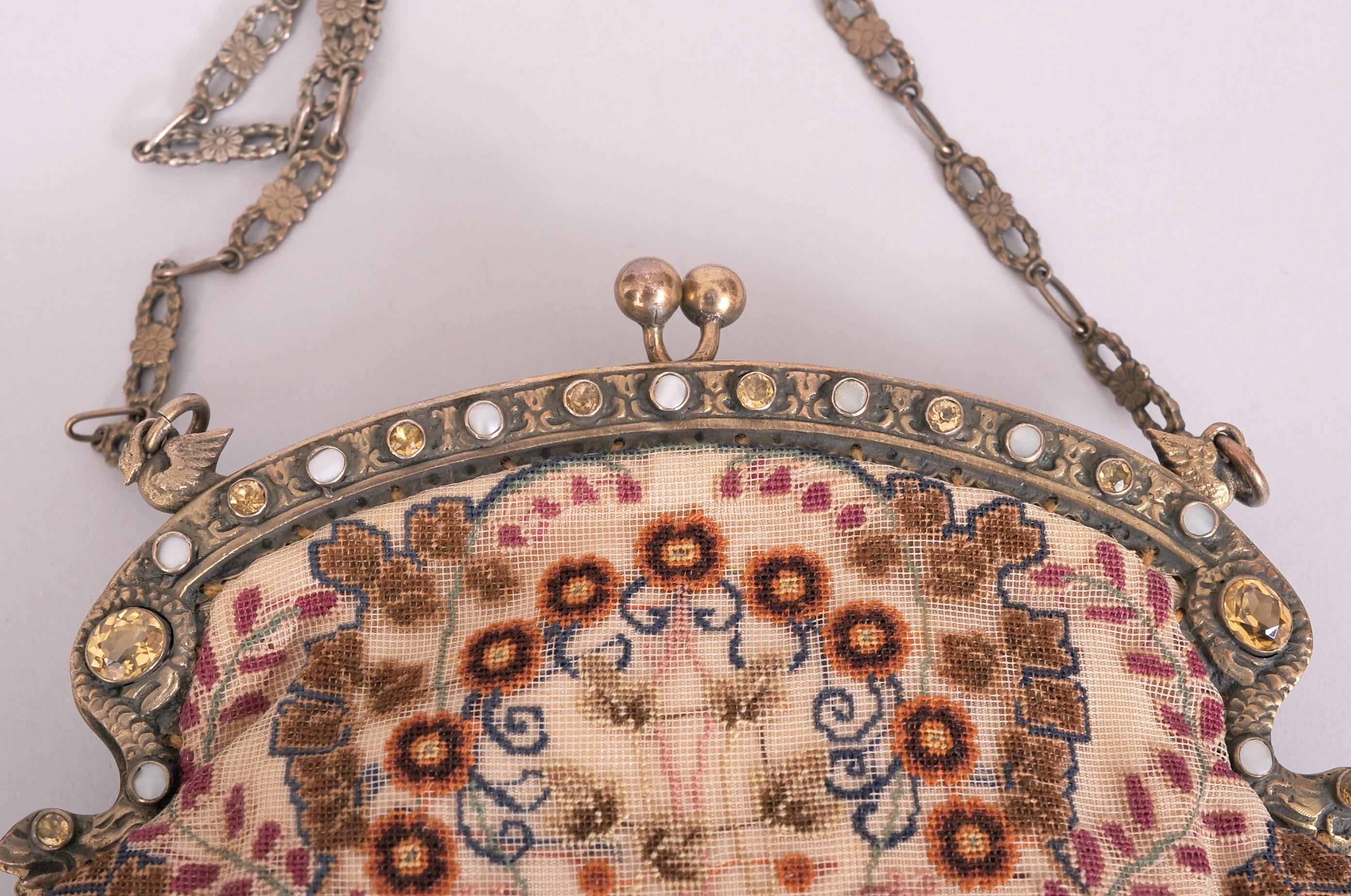 Donna Borsa da sera con cornice in oro Sterling Citrini, perle e aghi italiani