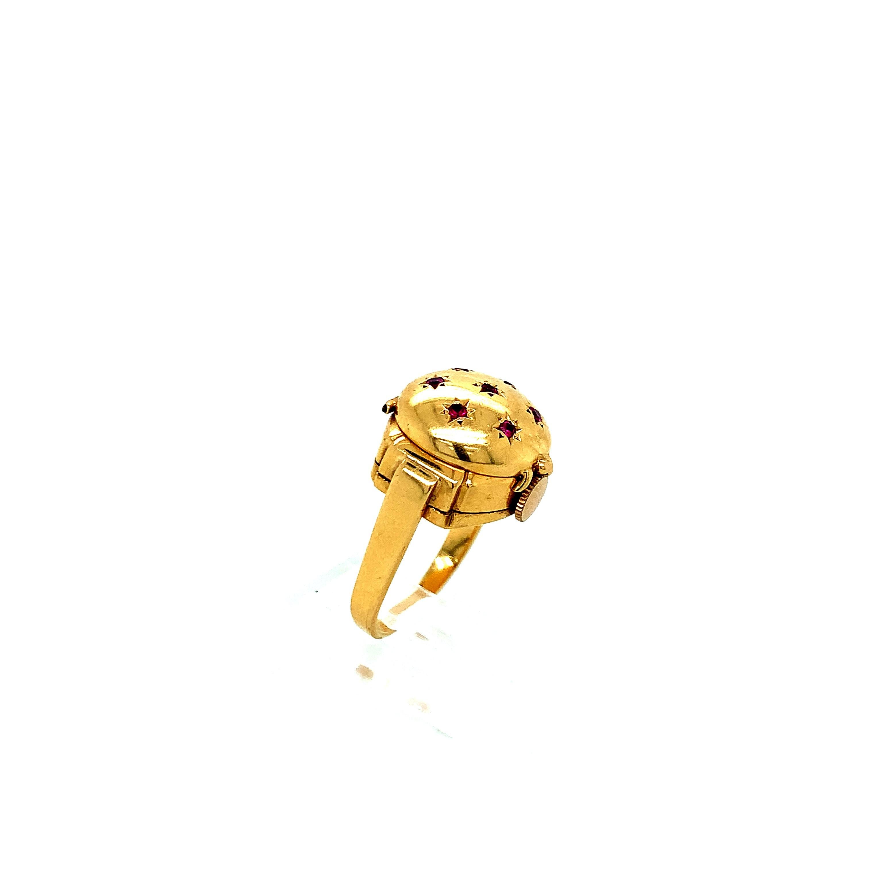 Round Cut Gold Watch Ring For Sale