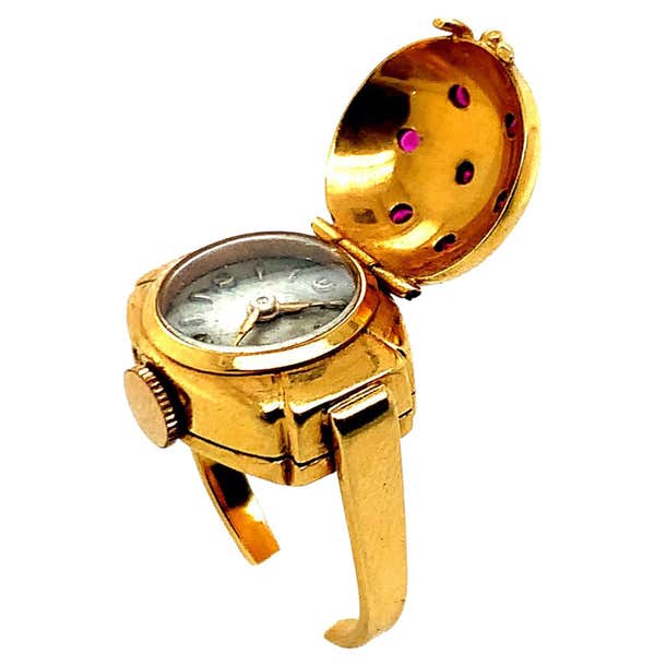 Gold Watch Ring For Sale at 1stDibs | clock ring gold, watch ring gold ...