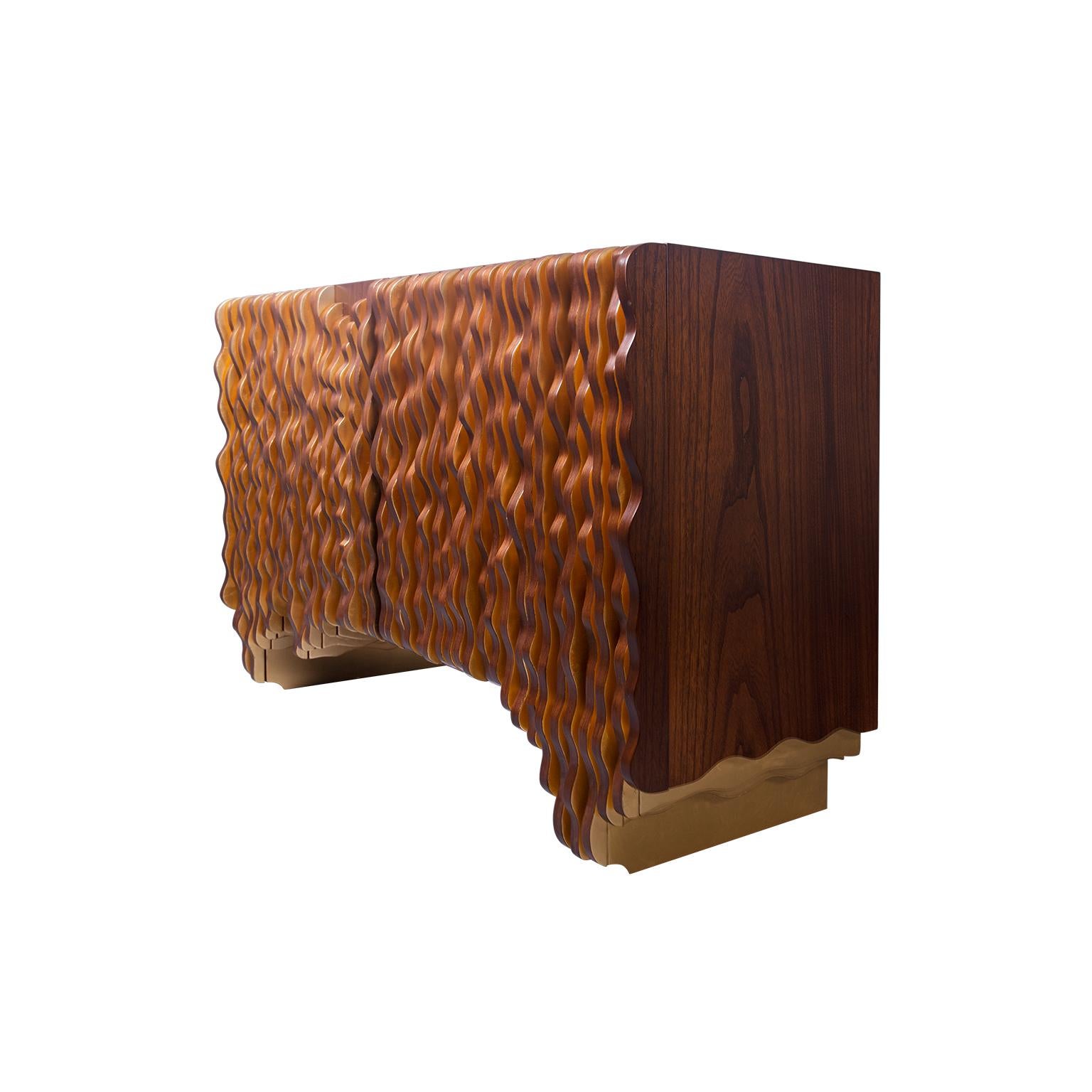 Organic Modern Gold Wave Console For Sale