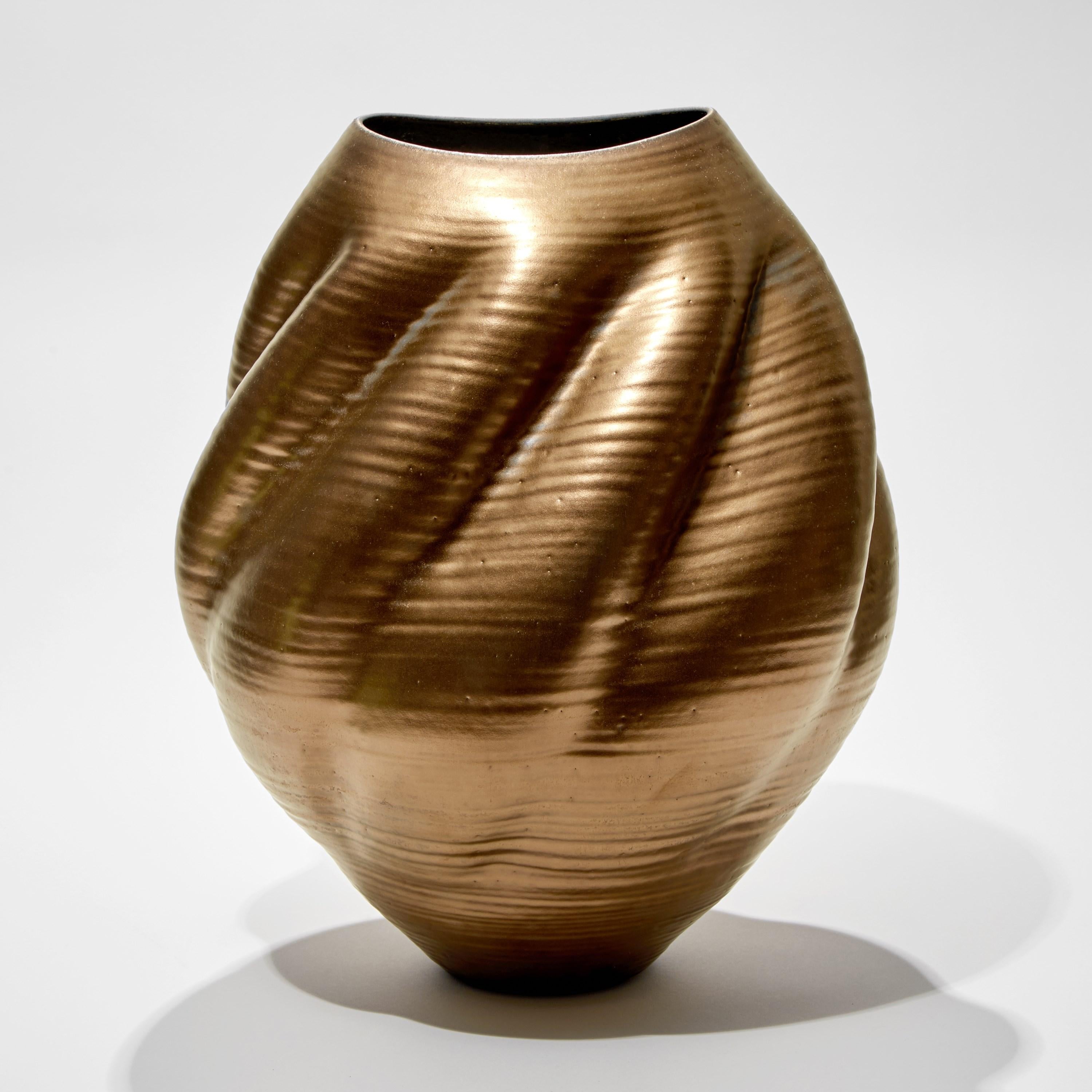 Organic Modern Gold Wave Form No 80, Unique Ceramic Vessel by Nicholas Arroyave-Portela