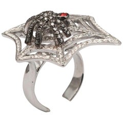Gold Web Ring Pavè Diamonds with Spider