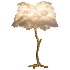 Gold White Feather Lamp