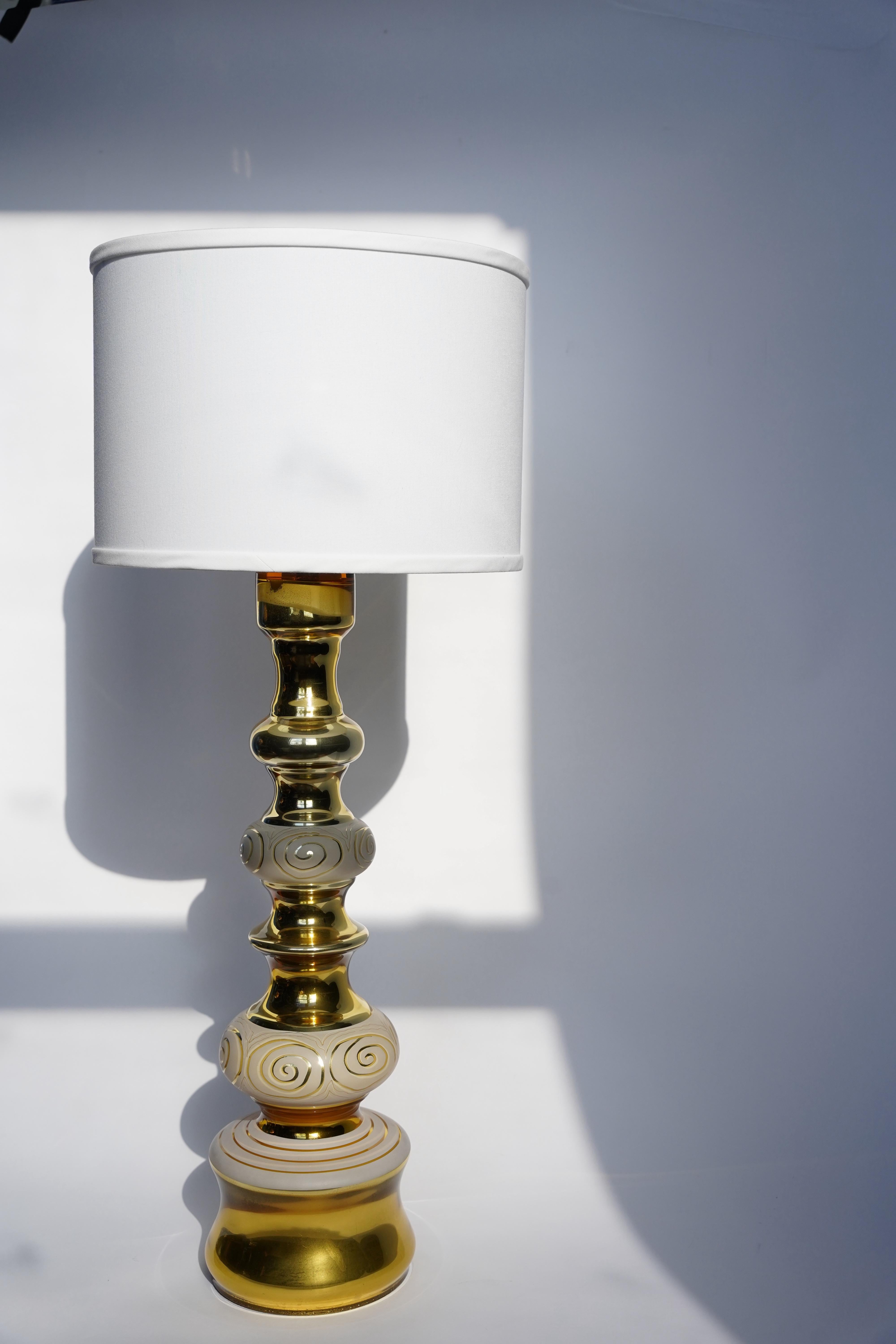 Mercury Glass Gold/White glass with gold pattern, Rosdala Lamps, 1970 Sweden For Sale