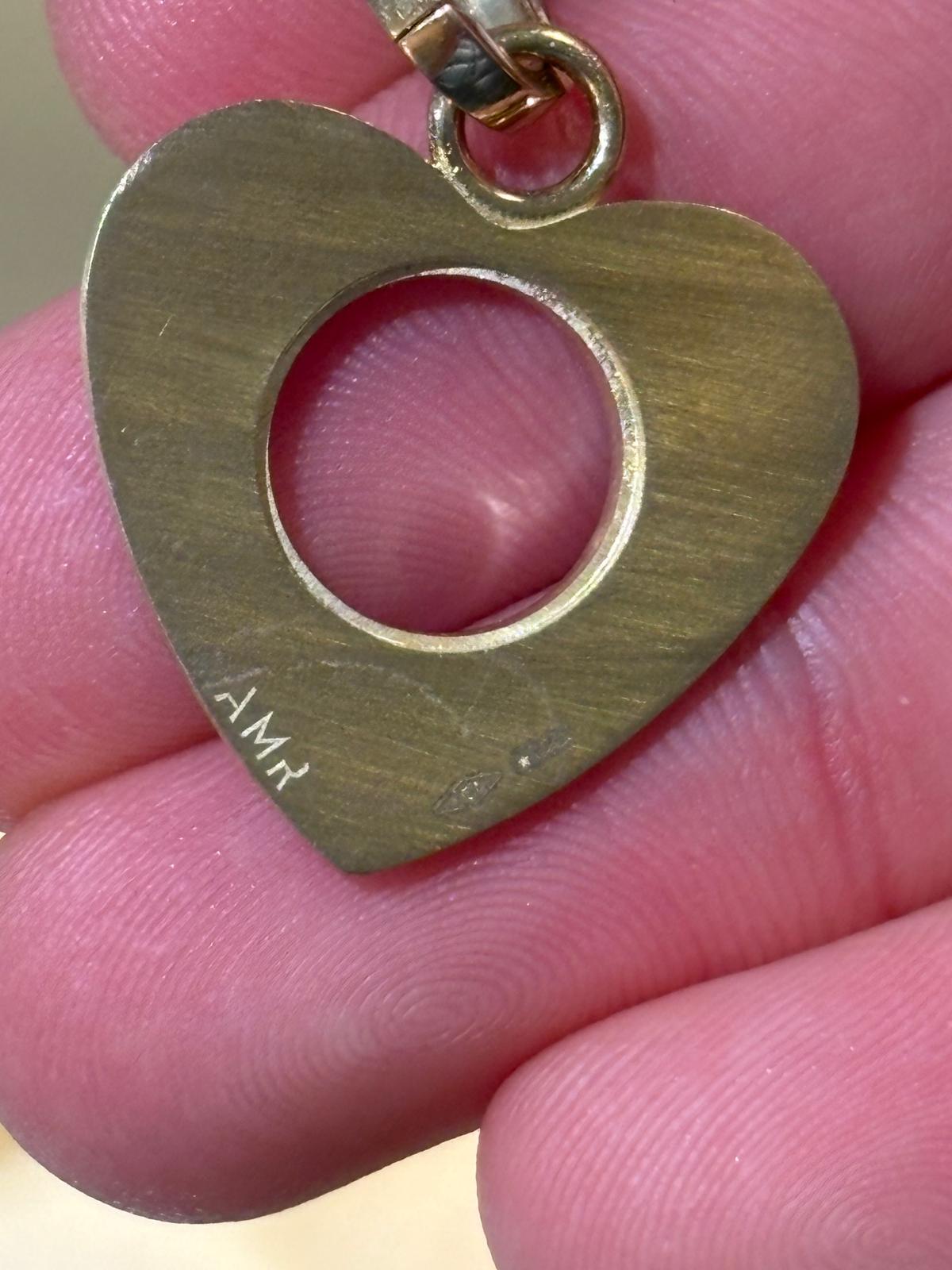 Gold, White Gold, and Diamond Heart Charm In Good Condition For Sale In Princeton, NJ