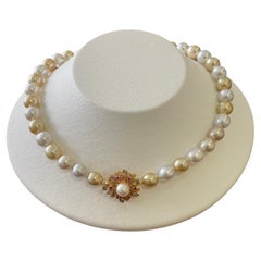 Gold White South Sea Pearl Choker Necklace 'N105'