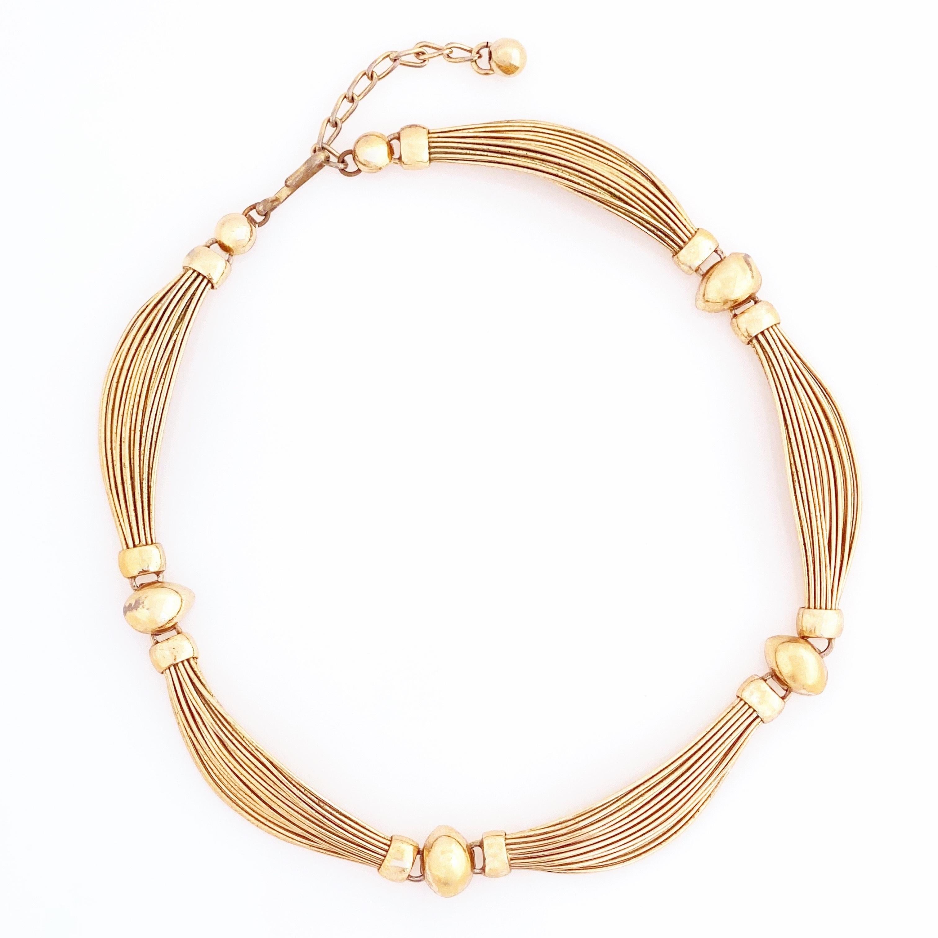 Modern Gold Wire Scalloped Choker By Napier, 1960s