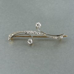 Gold with platina brooch with Old Mine cut diamonds 0.92 ct