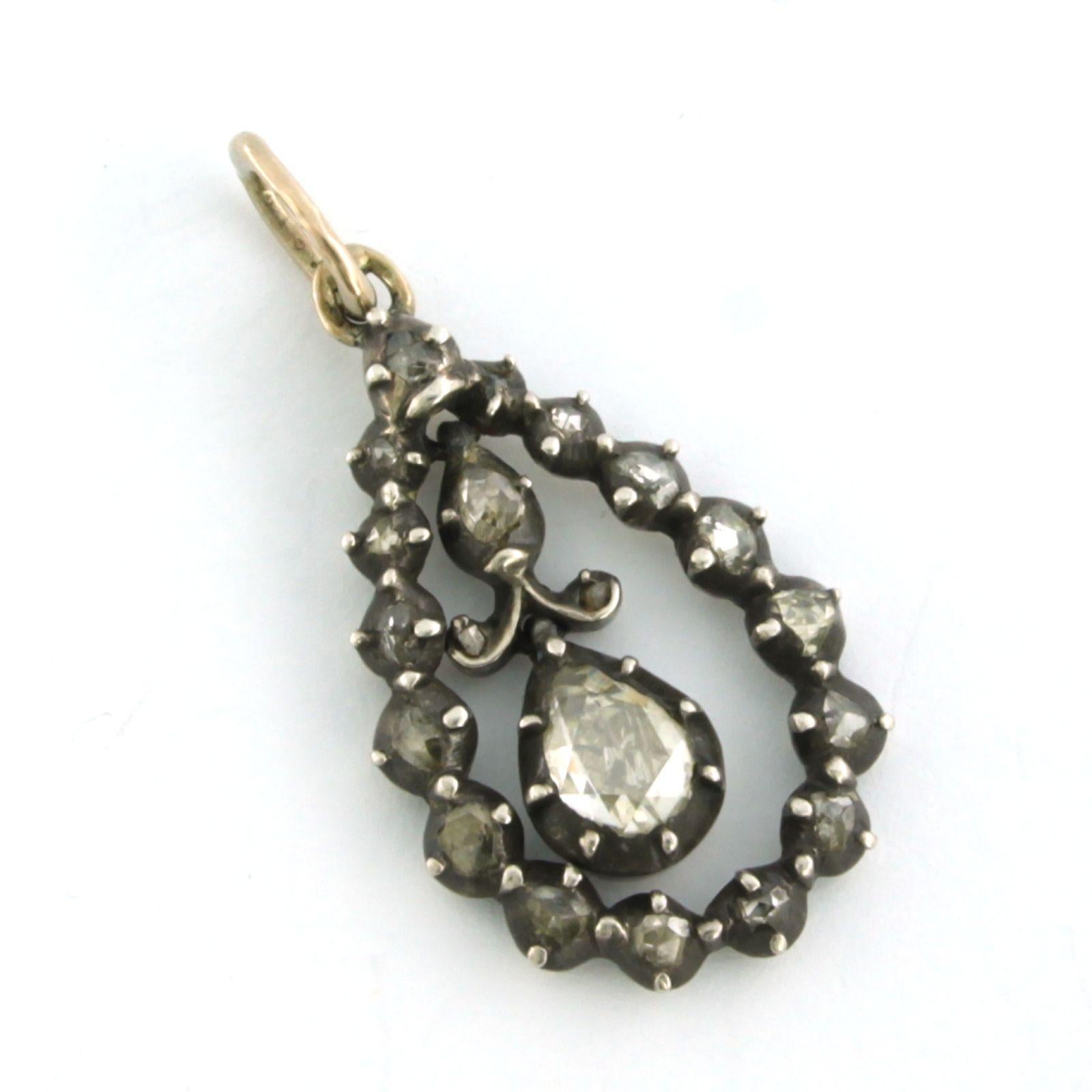Taglio a rosa Ciondolo in oro e argento con diamanti rosa fino a 0,70ct - 3,4 grammi in vendita