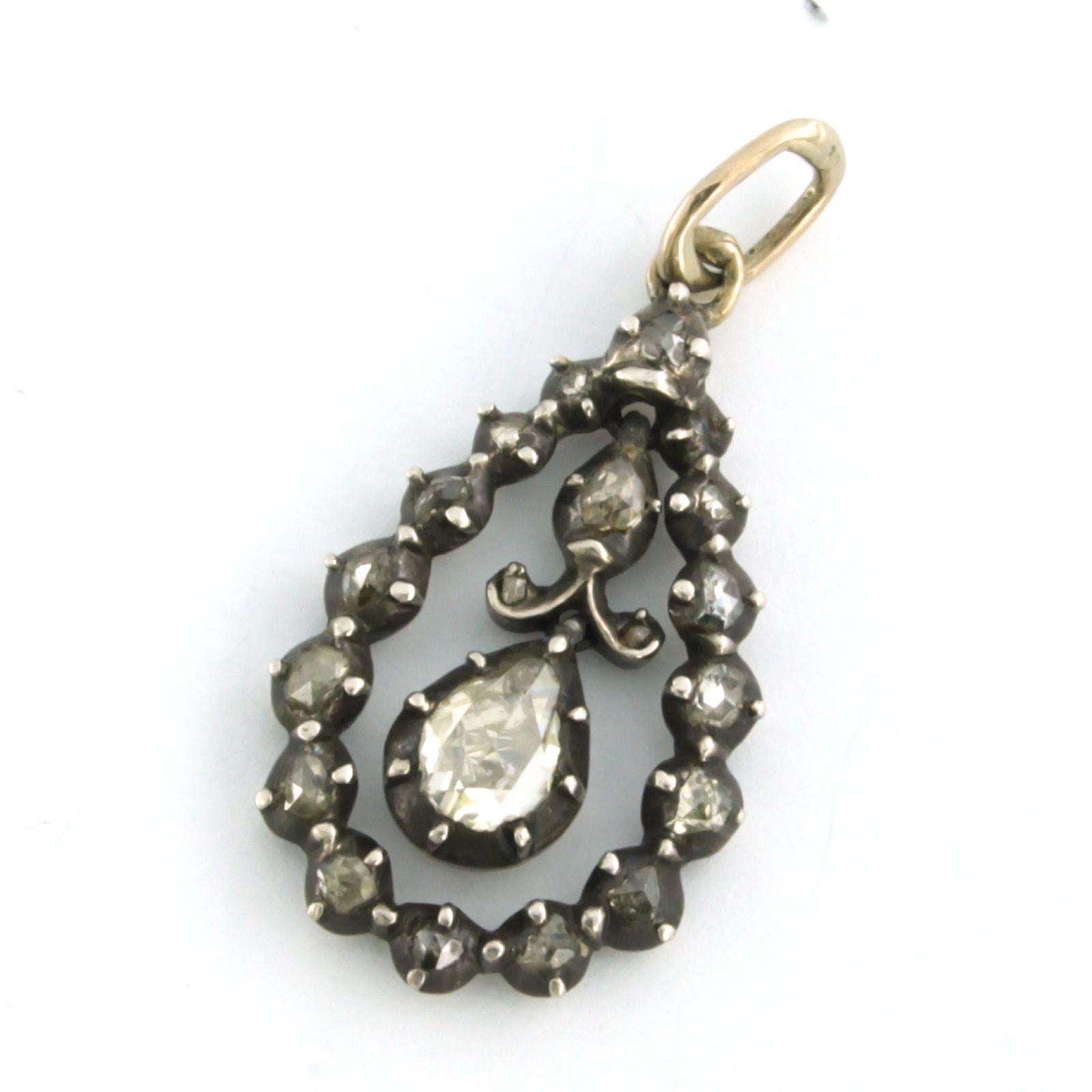 Ciondolo in oro e argento con diamanti rosa fino a 0,70ct - 3,4 grammi In condizioni ottime in vendita a The Hague, ZH