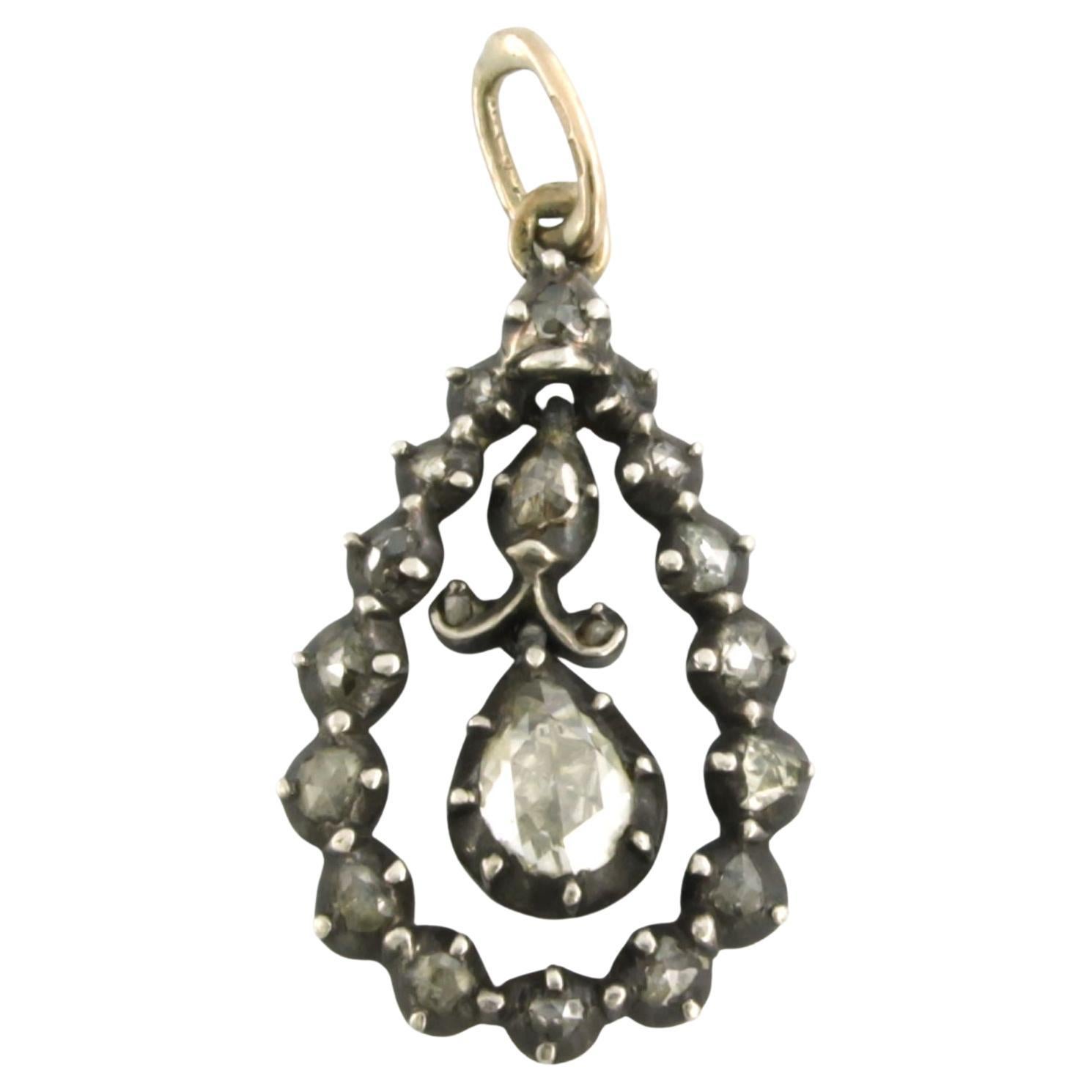 Gold with silver pendant with rose diamonds up to 0.70ct - 3.4 grams