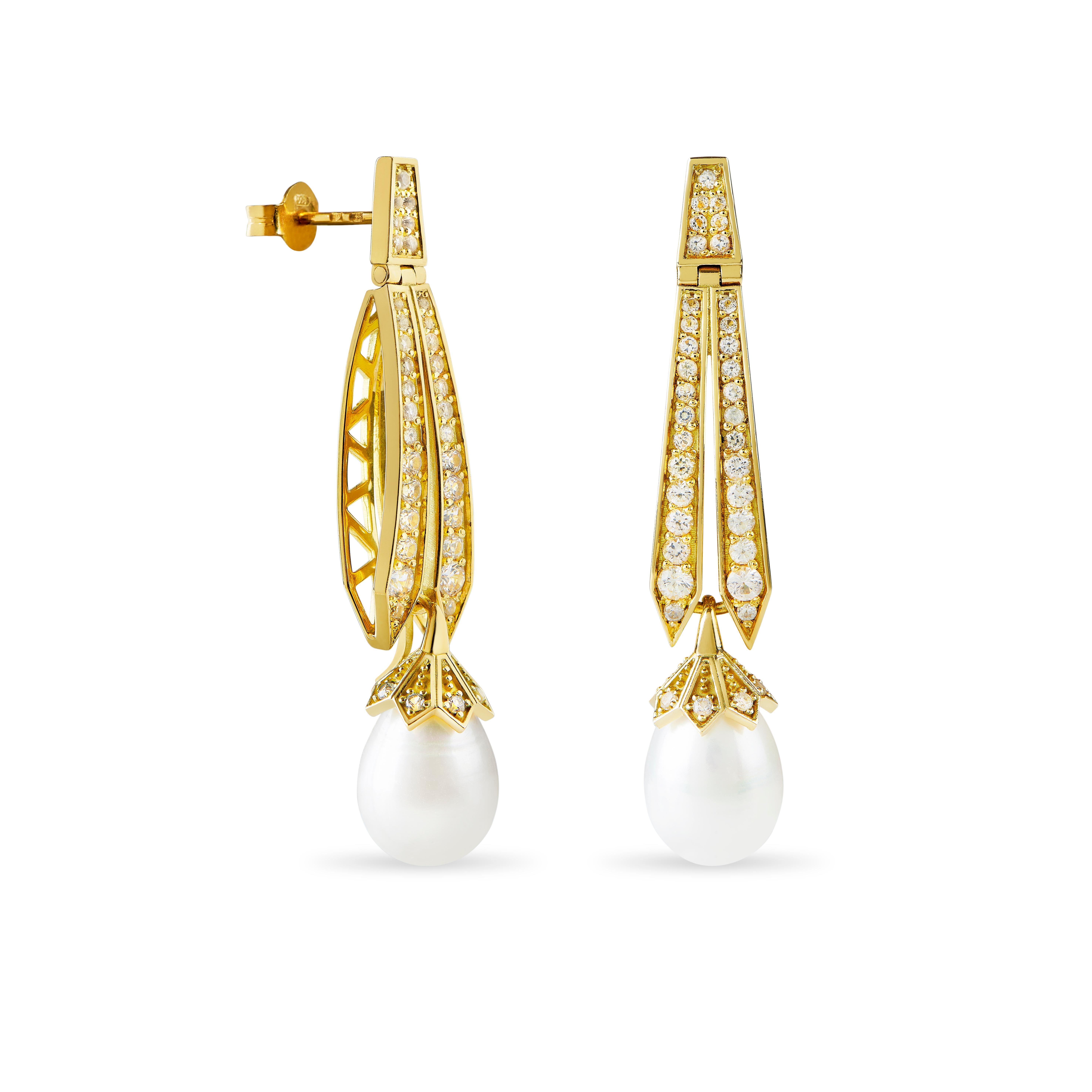 @Eliania Rosetti earrings in 18k gold, freshwater pearls and 1.07 carat diamonds For Sale 1