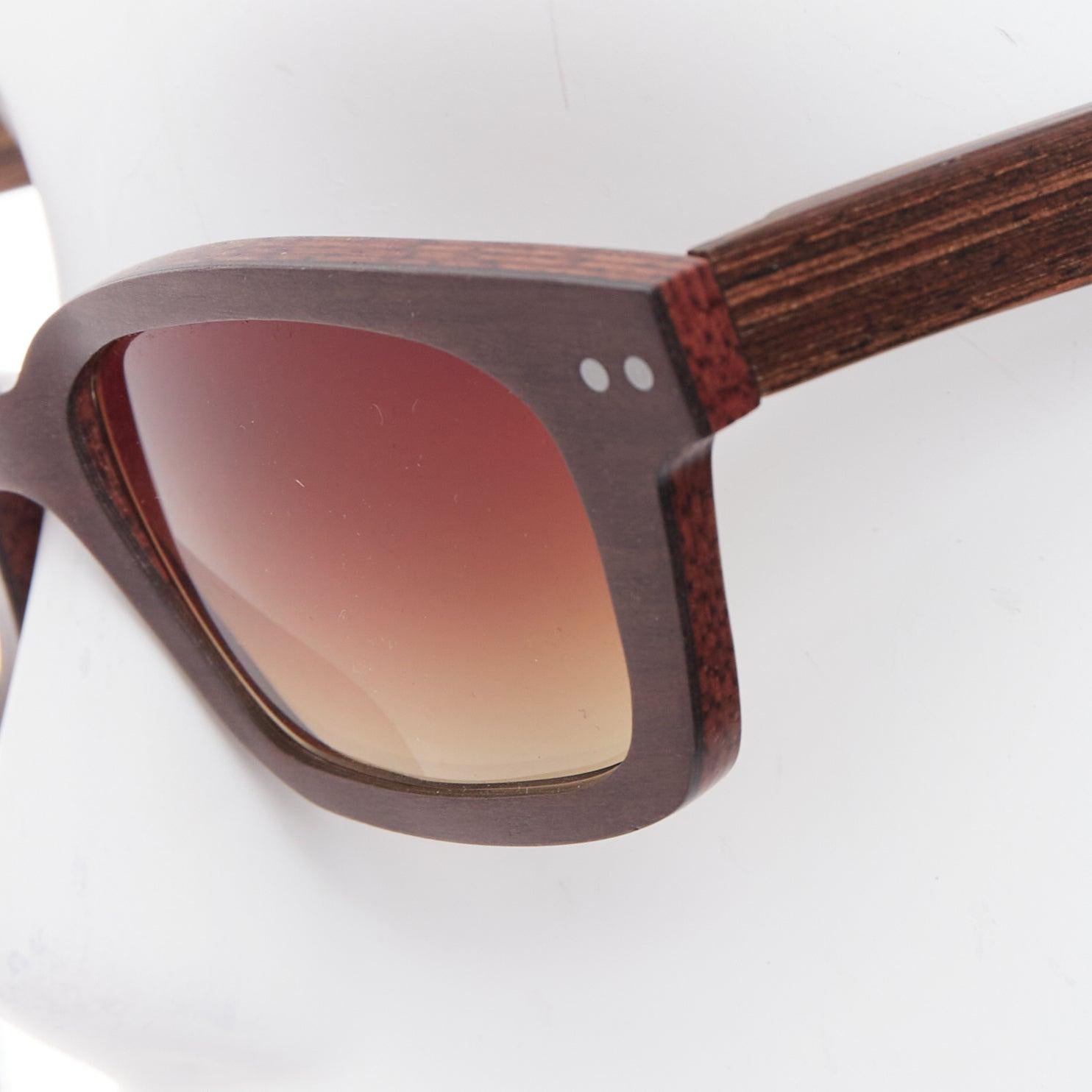 Gray GOLD & WOOD B08.2 brown wood ombre lens spring sunglasses For Sale