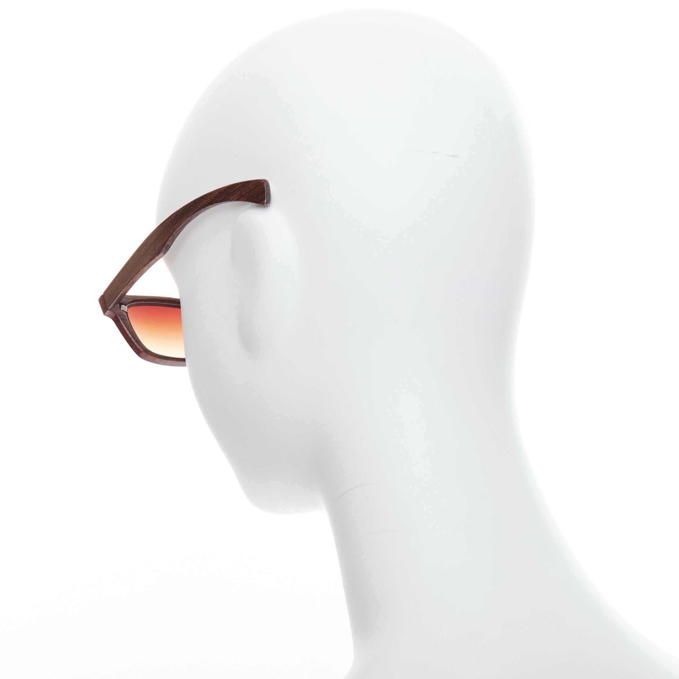 Women's GOLD & WOOD B08.2 brown wood ombre lens spring sunglasses For Sale
