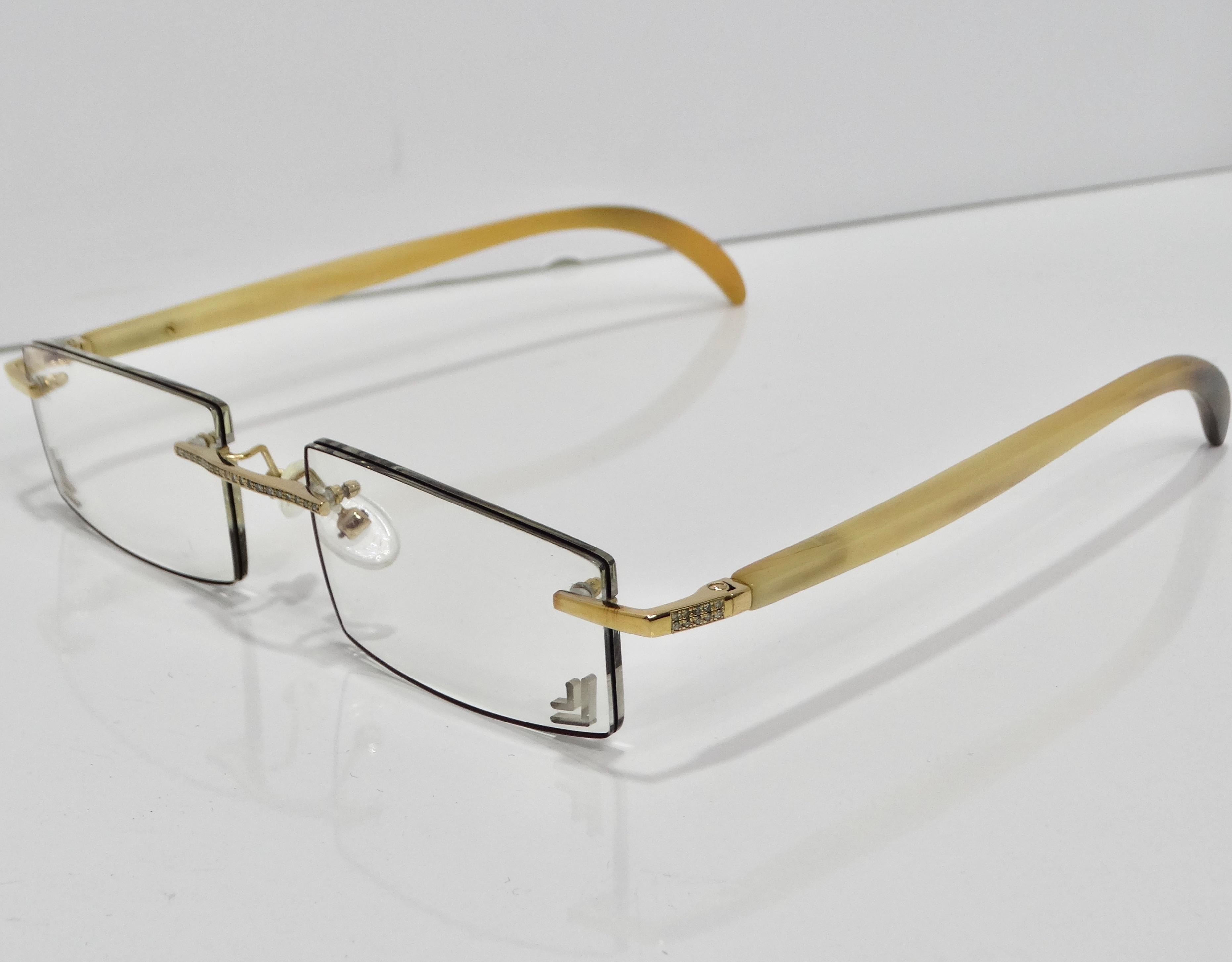 Gold & Wood Windsor 11 Diamond Eyeglasses For Sale 11