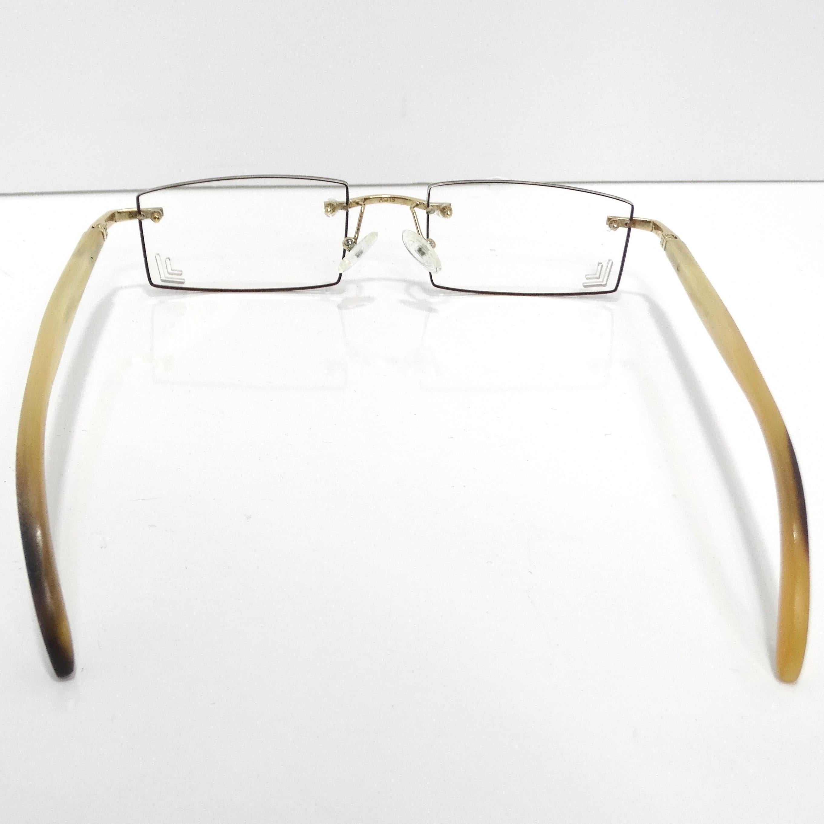 Gold & Wood Windsor 11 Diamond Eyeglasses For Sale 2
