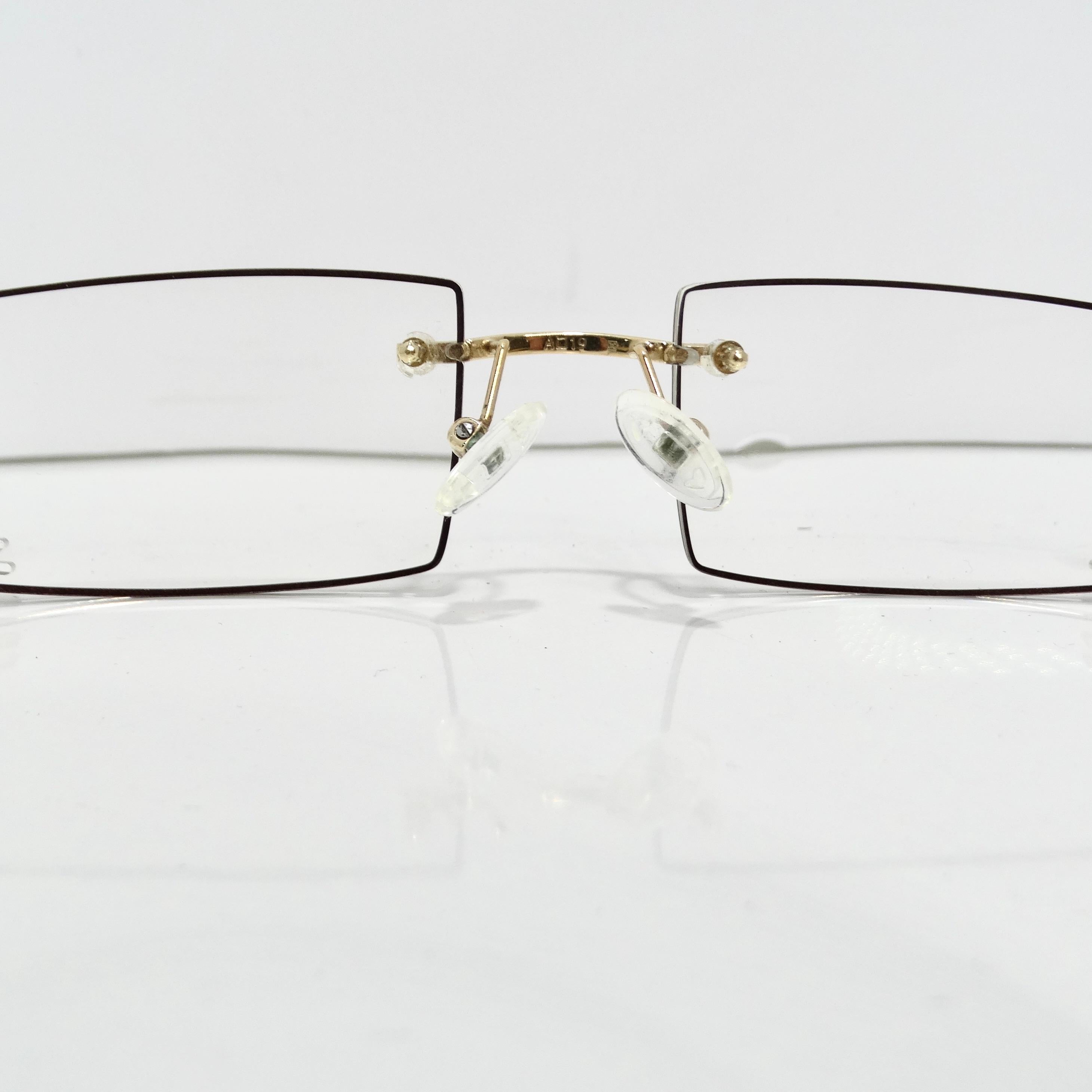 Gold & Wood Windsor 11 Diamond Eyeglasses For Sale 3