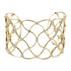 Used Gold Woven Cuff with Diamonds