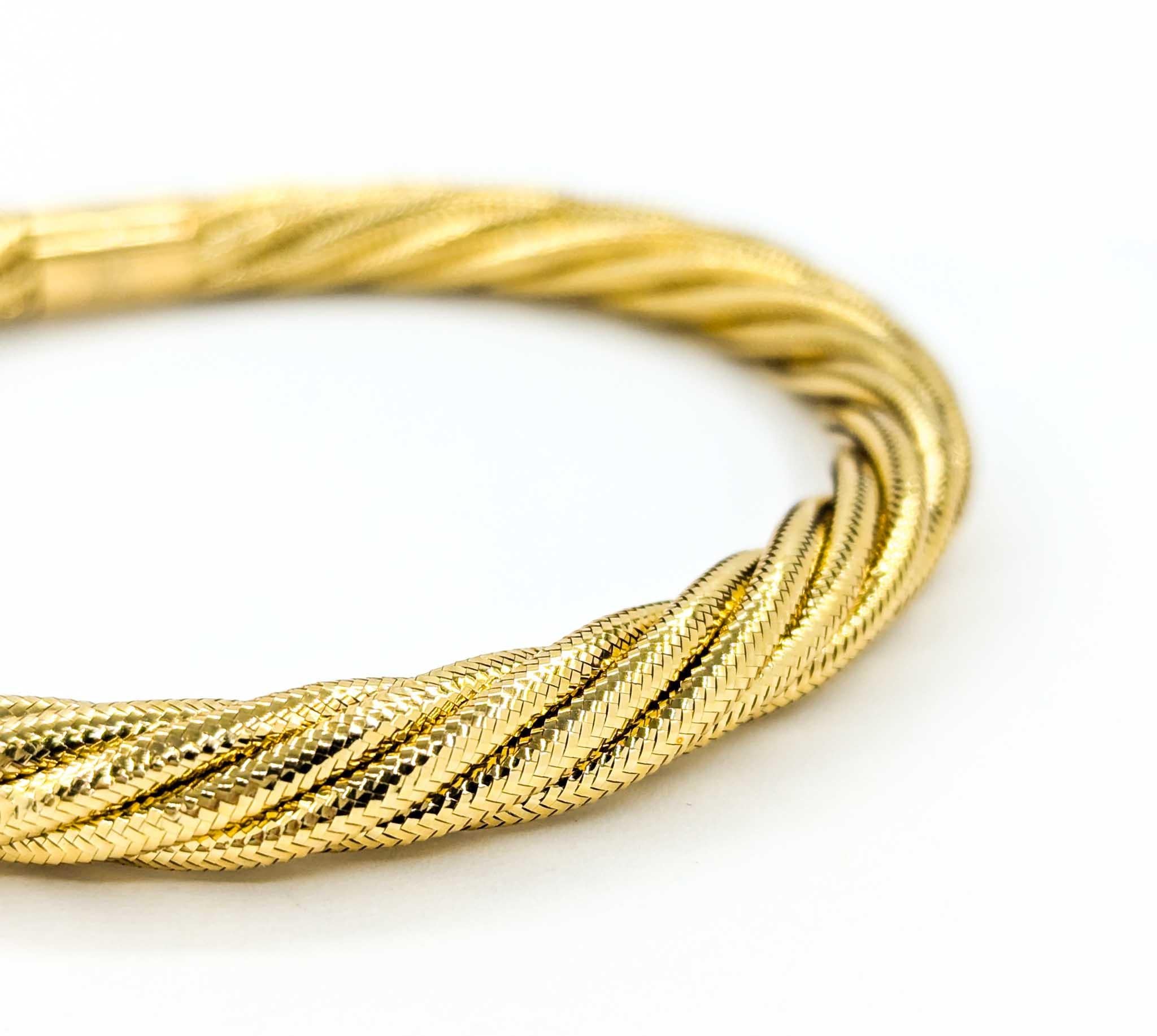 Bracelet jonc flexible tissé en or jaune 14 carats 1