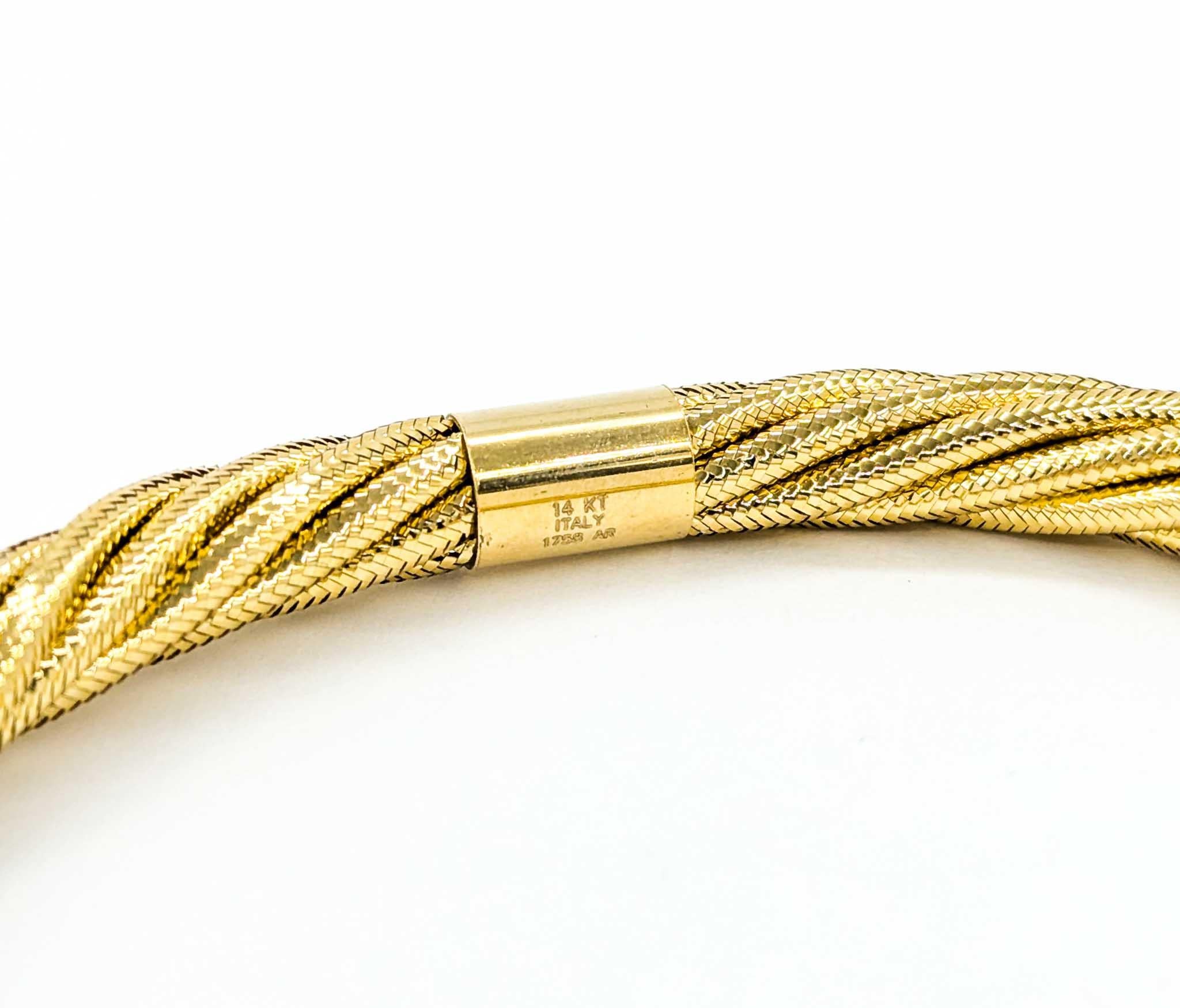 Bracelet jonc flexible tissé en or jaune 14 carats 2