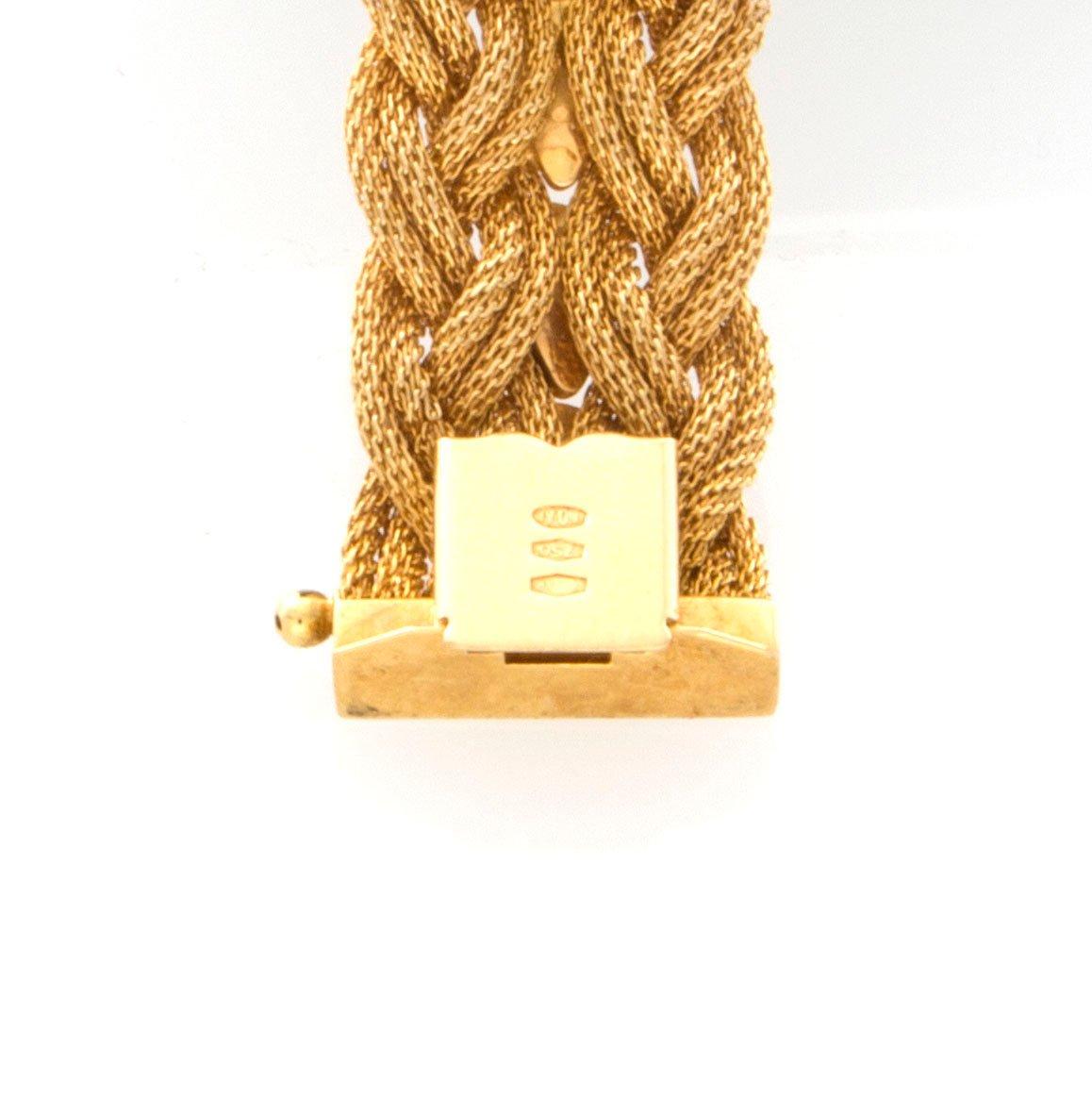 Women's Gold Woven Mesh and Teardrop Bracelet For Sale