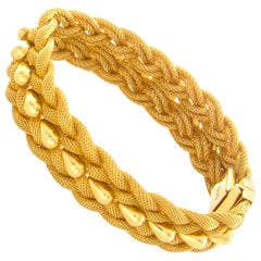 Gold Woven Mesh and Teardrop Bracelet