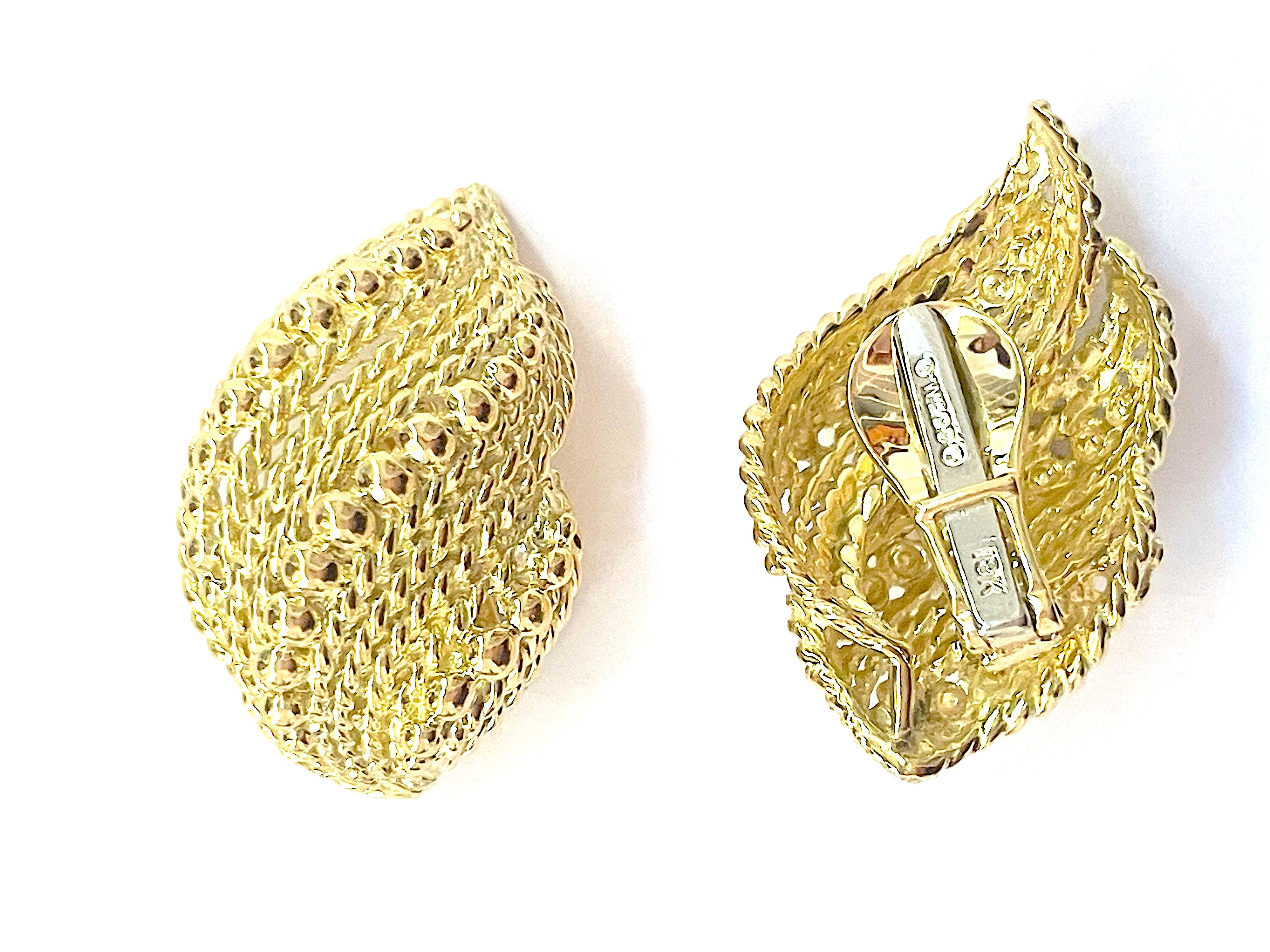 Contemporary Gold Woven Twist Ear Clips by David Webb For Sale